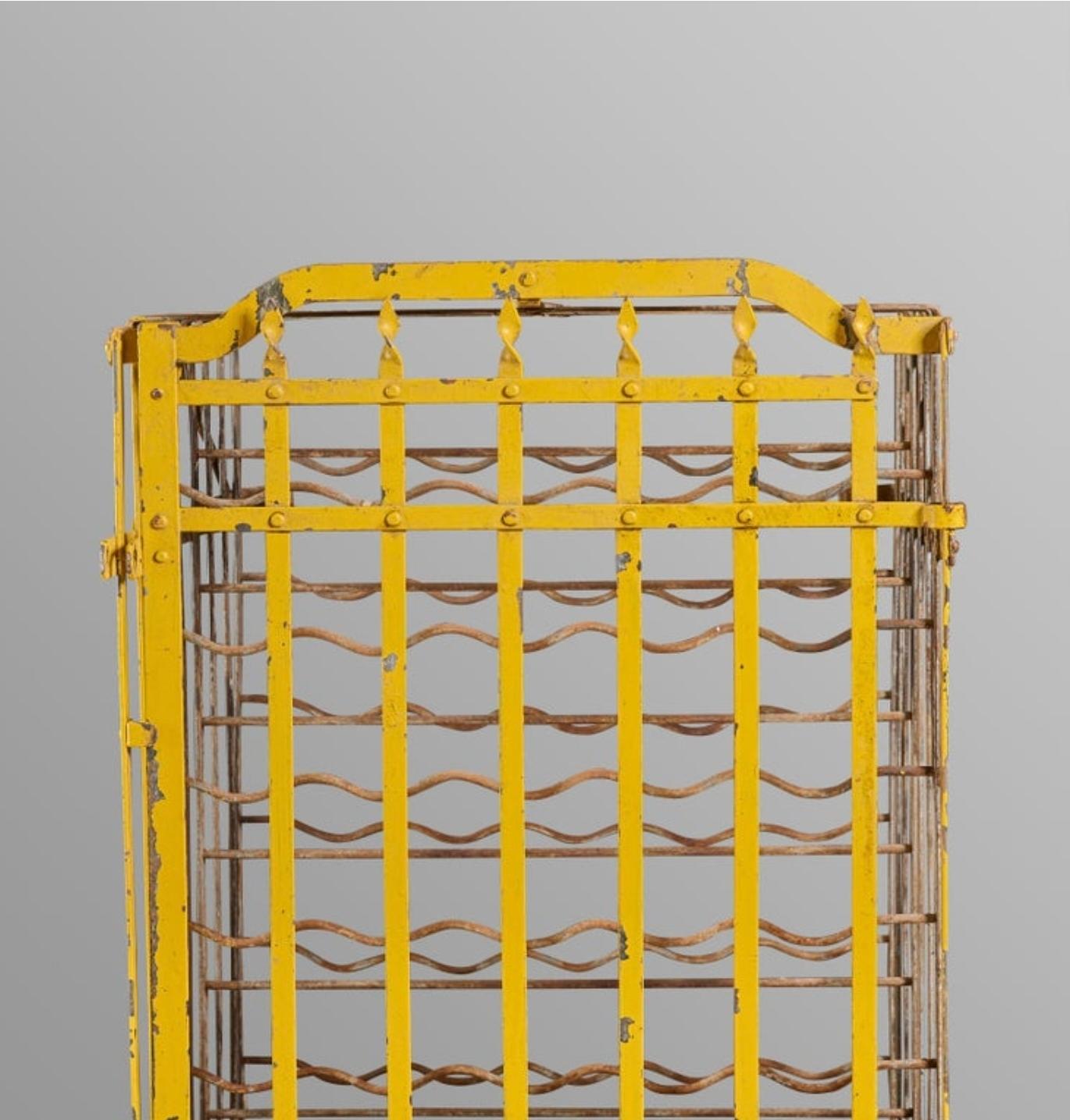 Antique Industrial Wrought Iron Wine Safe Rack  Vineyard Cellar 100 Bottle Cage For Sale 3