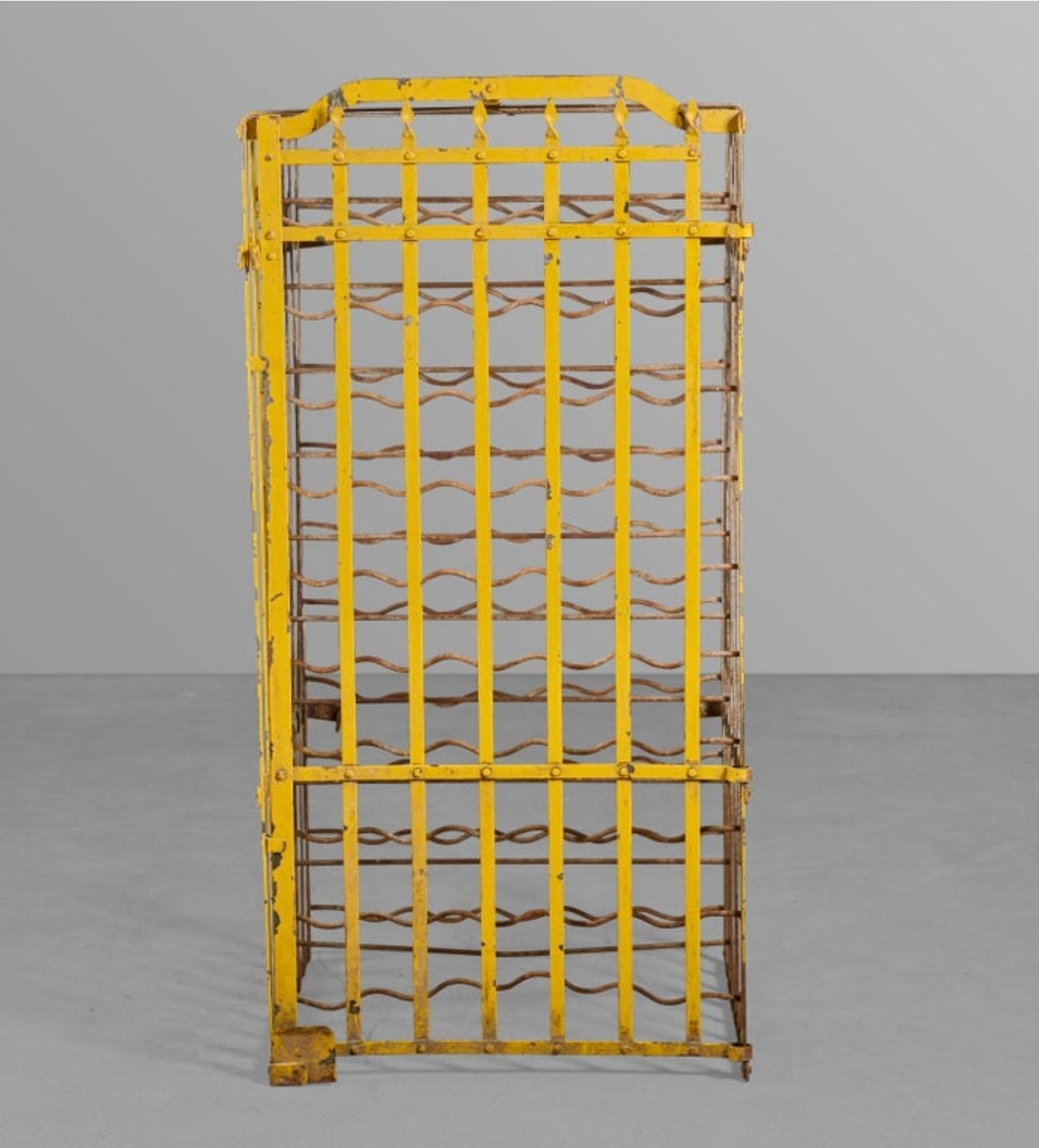 Antique Industrial Wrought Iron Wine Safe Rack  Vineyard Cellar 100 Bottle Cage For Sale 4