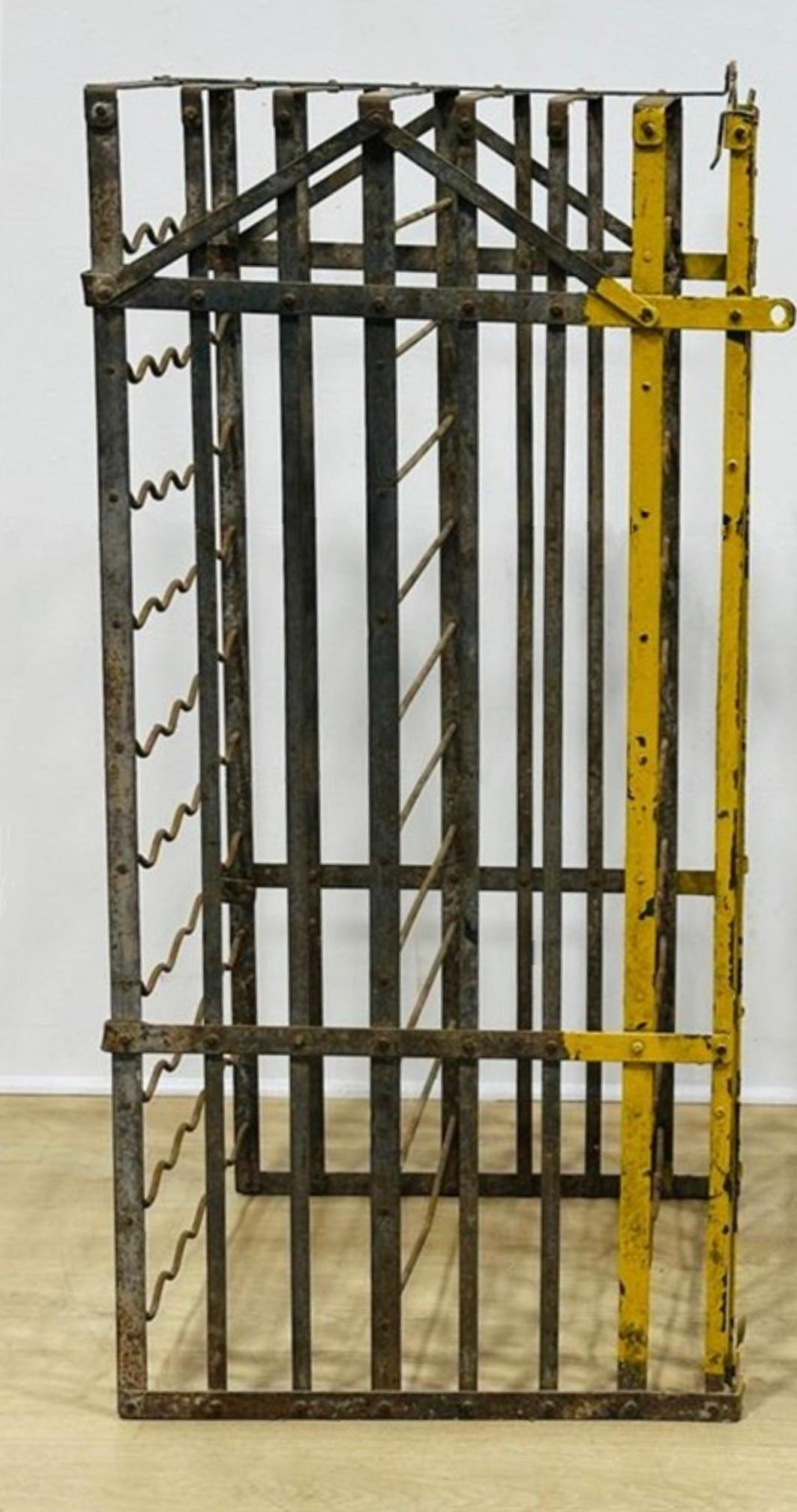 20th Century Antique Industrial Wrought Iron Wine Safe Rack  Vineyard Cellar 100 Bottle Cage For Sale