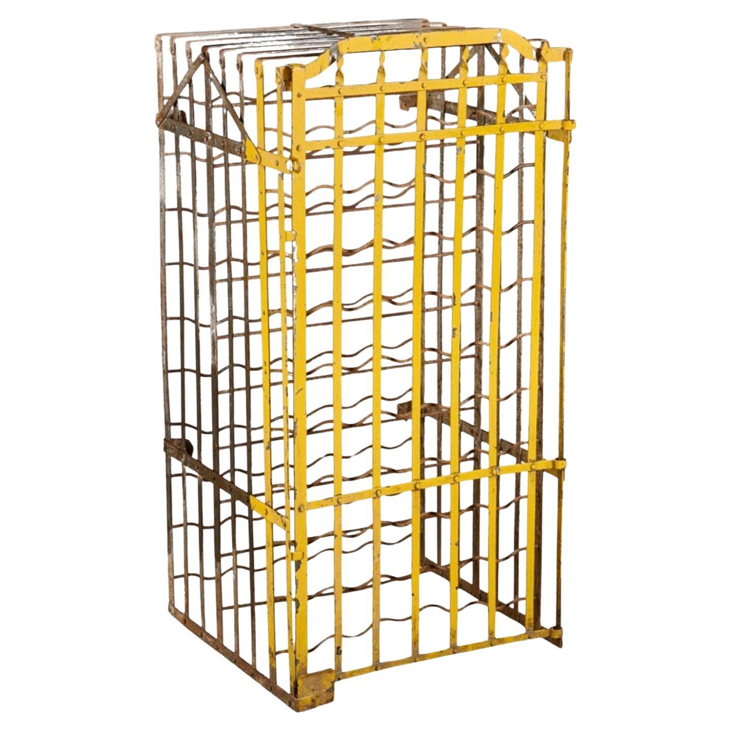 Antique Industrial Wrought Iron Wine Safe Rack  Vineyard Cellar 100 Bottle Cage For Sale