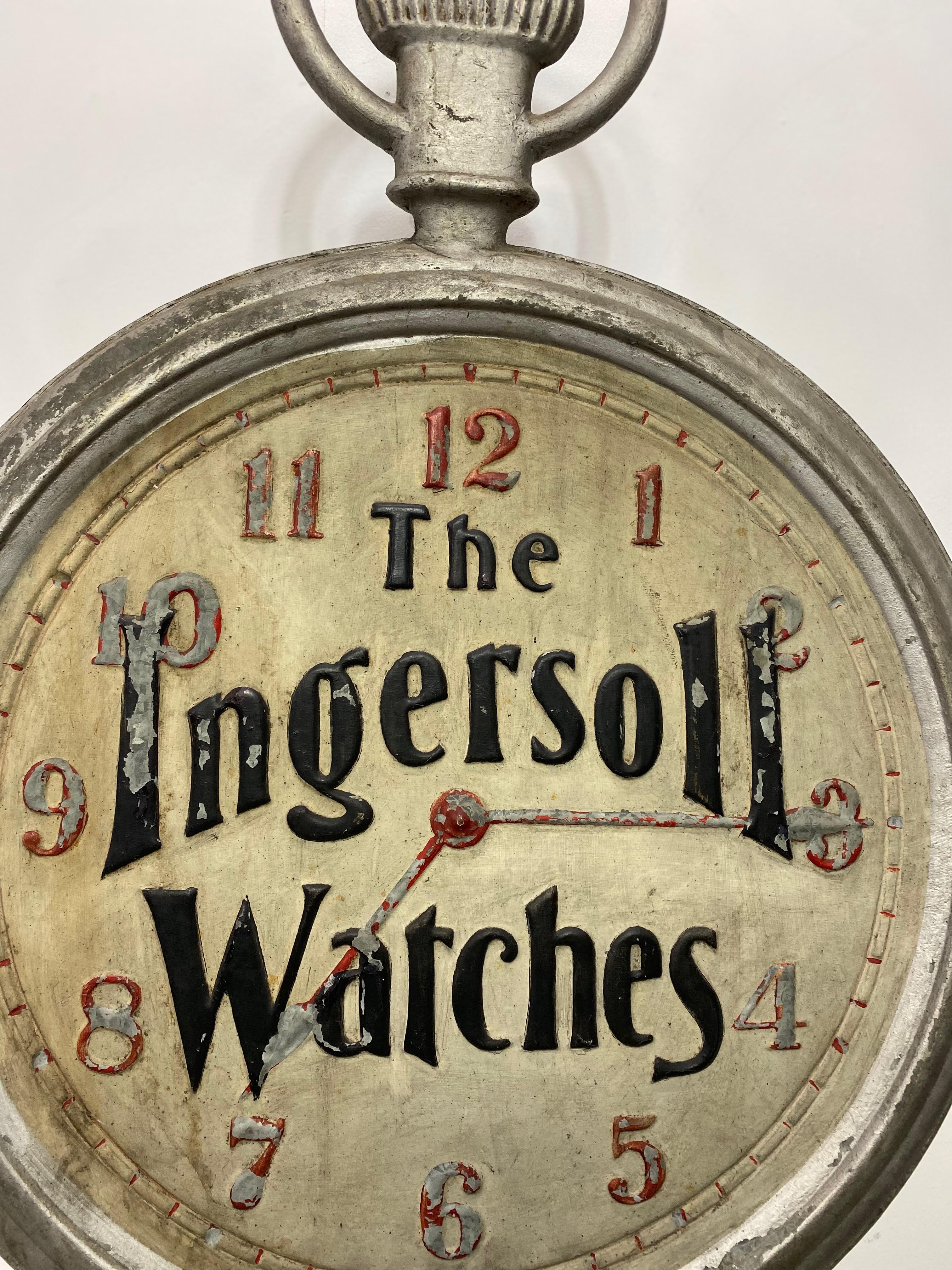 Metal Antique Ingersoll Watches Adverting Trade Sign, circa 1900 For Sale