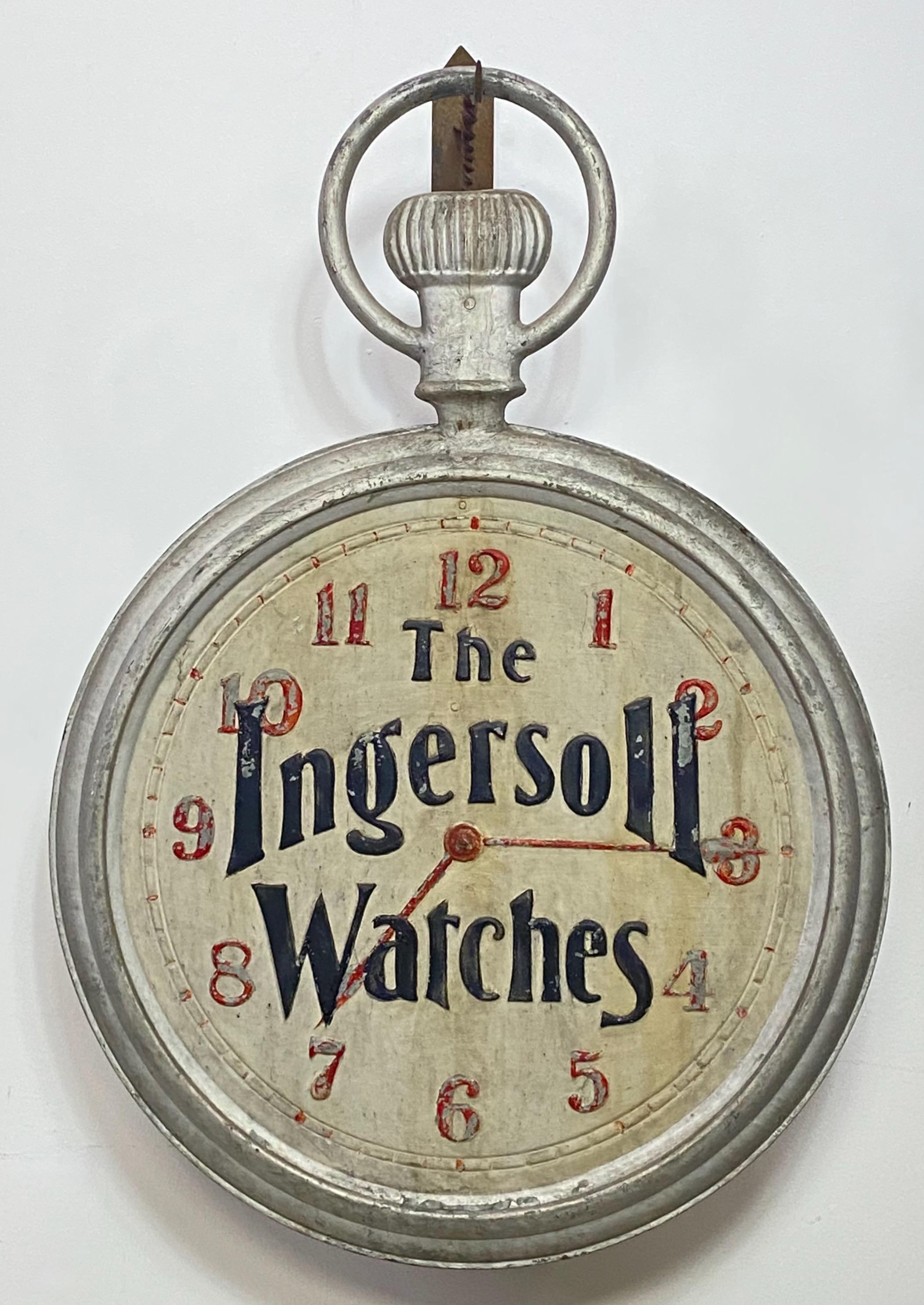 Antikes Ingersoll-Uhrenschild, Handelsschild, um 1900 im Zustand „Gut“ im Angebot in San Francisco, CA