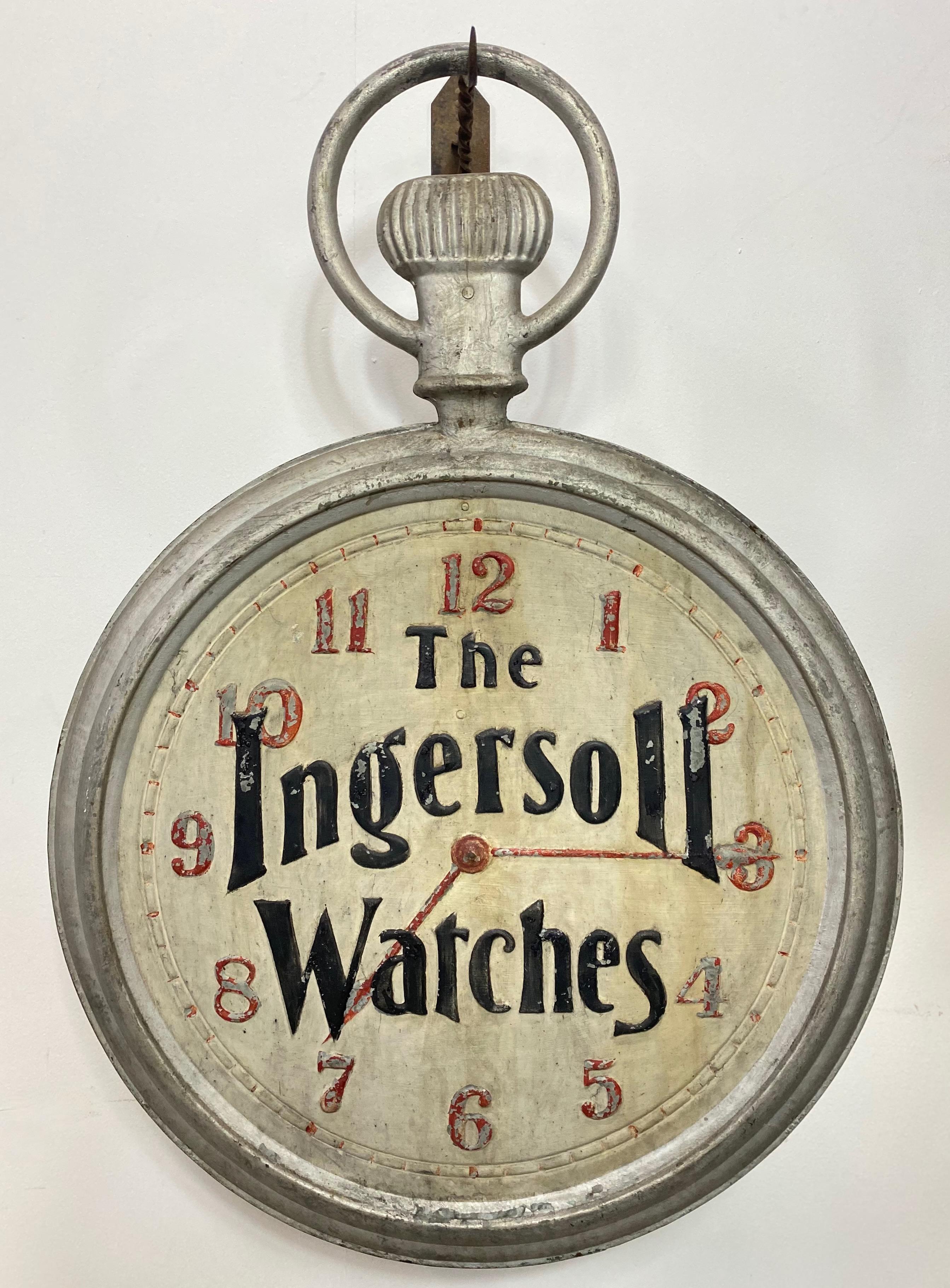 Antique Ingersoll Watches Adverting Trade Sign, circa 1900 In Good Condition For Sale In San Francisco, CA