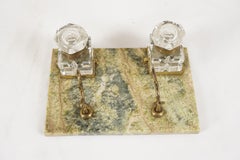 Antique Inkstand, Green Marble, Scotland 1900, H562