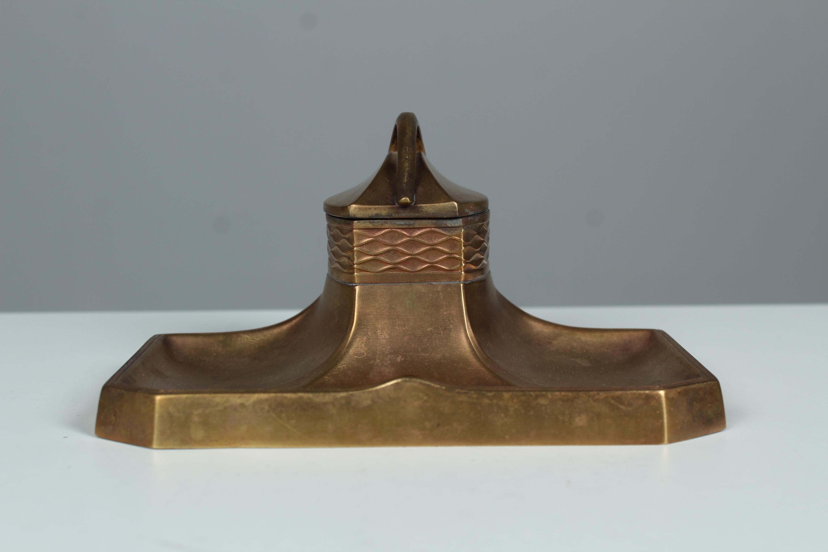Antique Inkwell, Art Nouveau, Pen Tray, by WMF, circa 1910 In Good Condition For Sale In Greven, DE