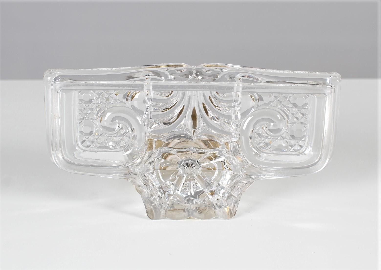 Glass Antique Inkwell, Baccarat Déposé, Gilded Brass, Late 19th Century For Sale