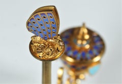 Antique Inkwell, Brass Enameled, Butterfly, Inkstand, France, circa 1880