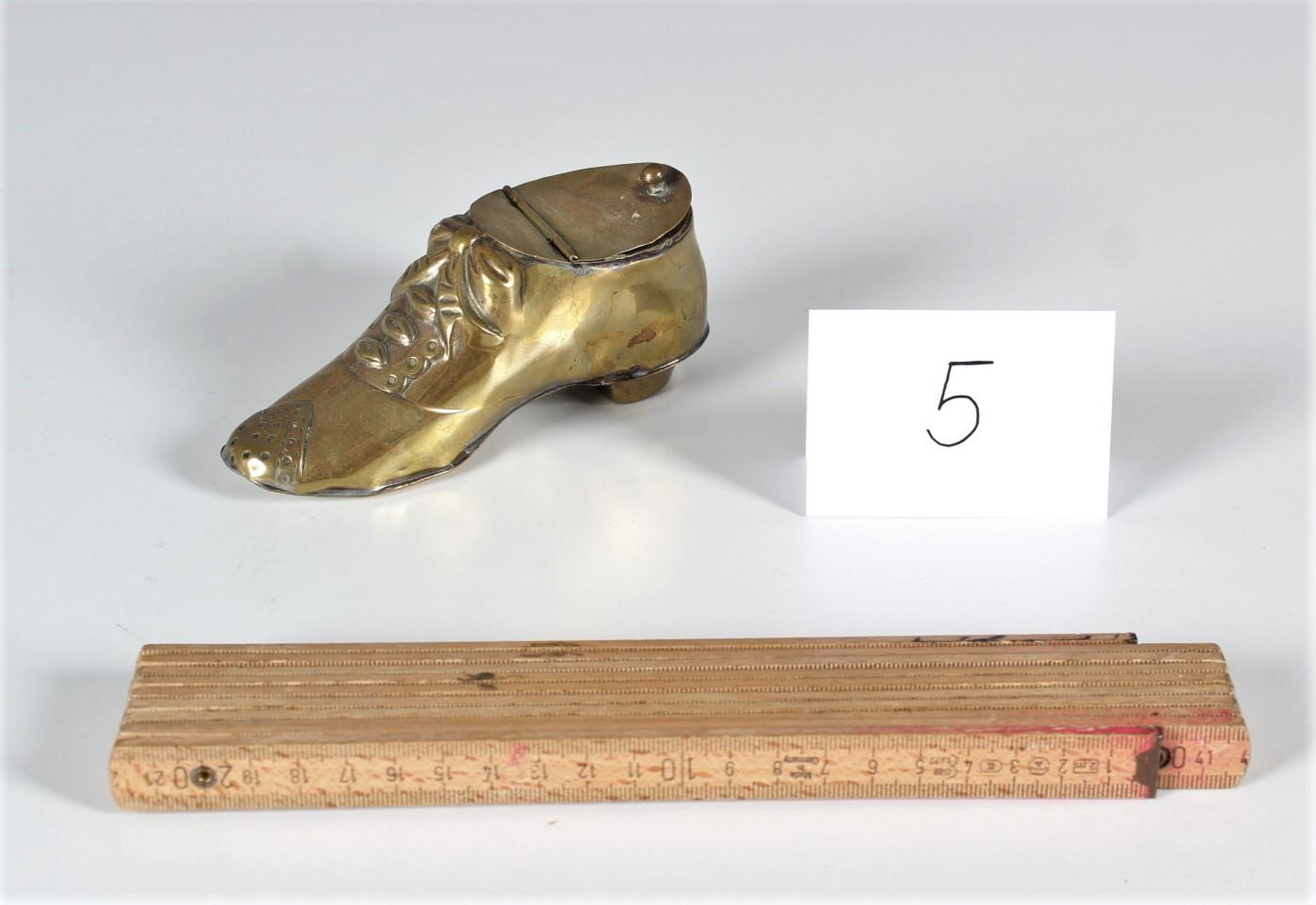 Antique French Brass Inkwell, Shoe, Early 20th Century For Sale 3