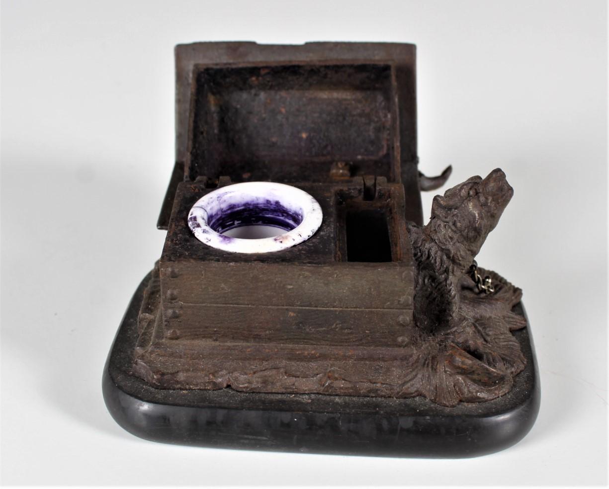 Antique Inkwell, Bronze, Late 19th Century, Dog and Cat For Sale 2