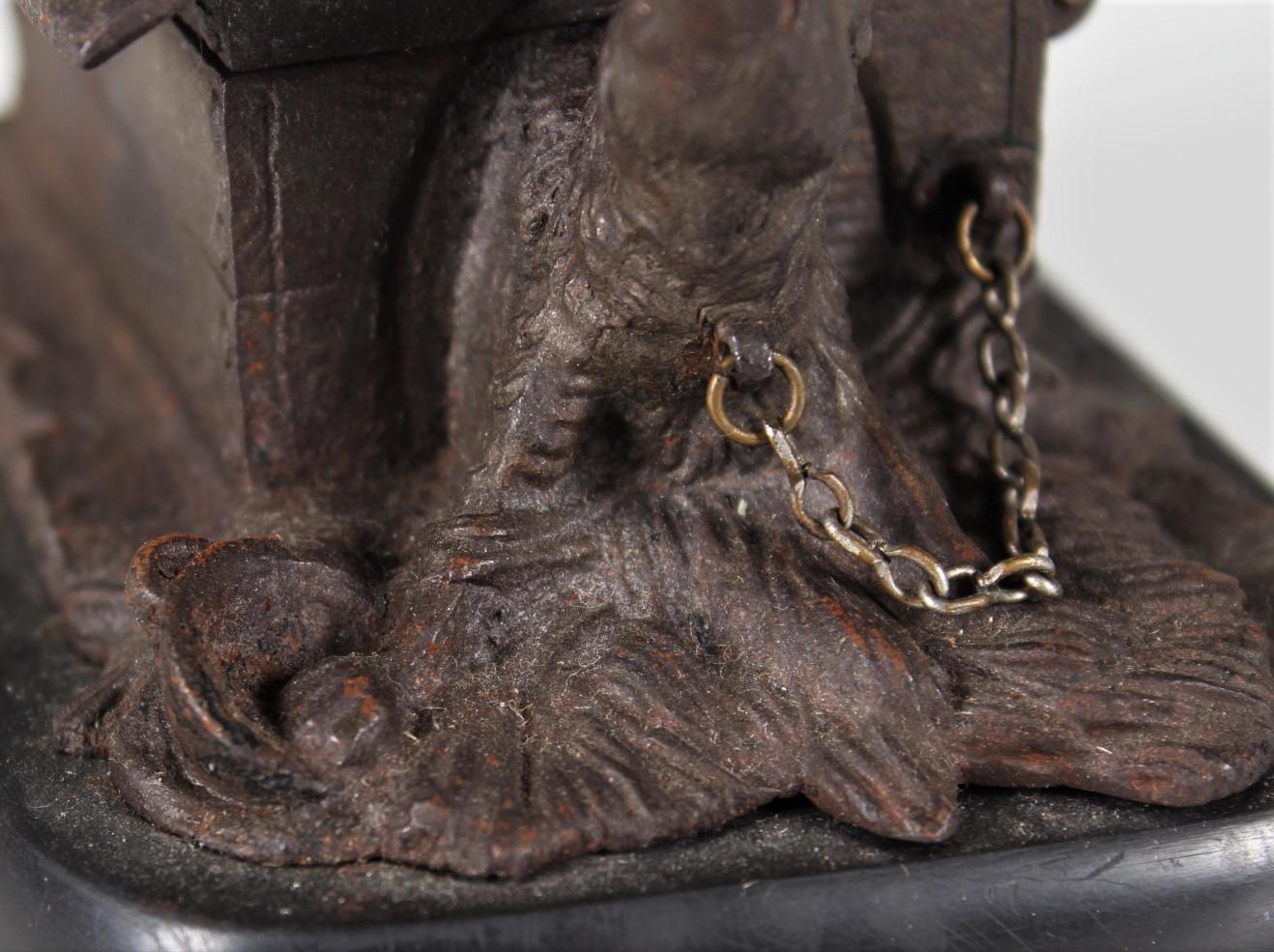 Antikes Tintenfass, Bronze, spätes 19. Jahrhundert, Hund und Katze im Angebot 3