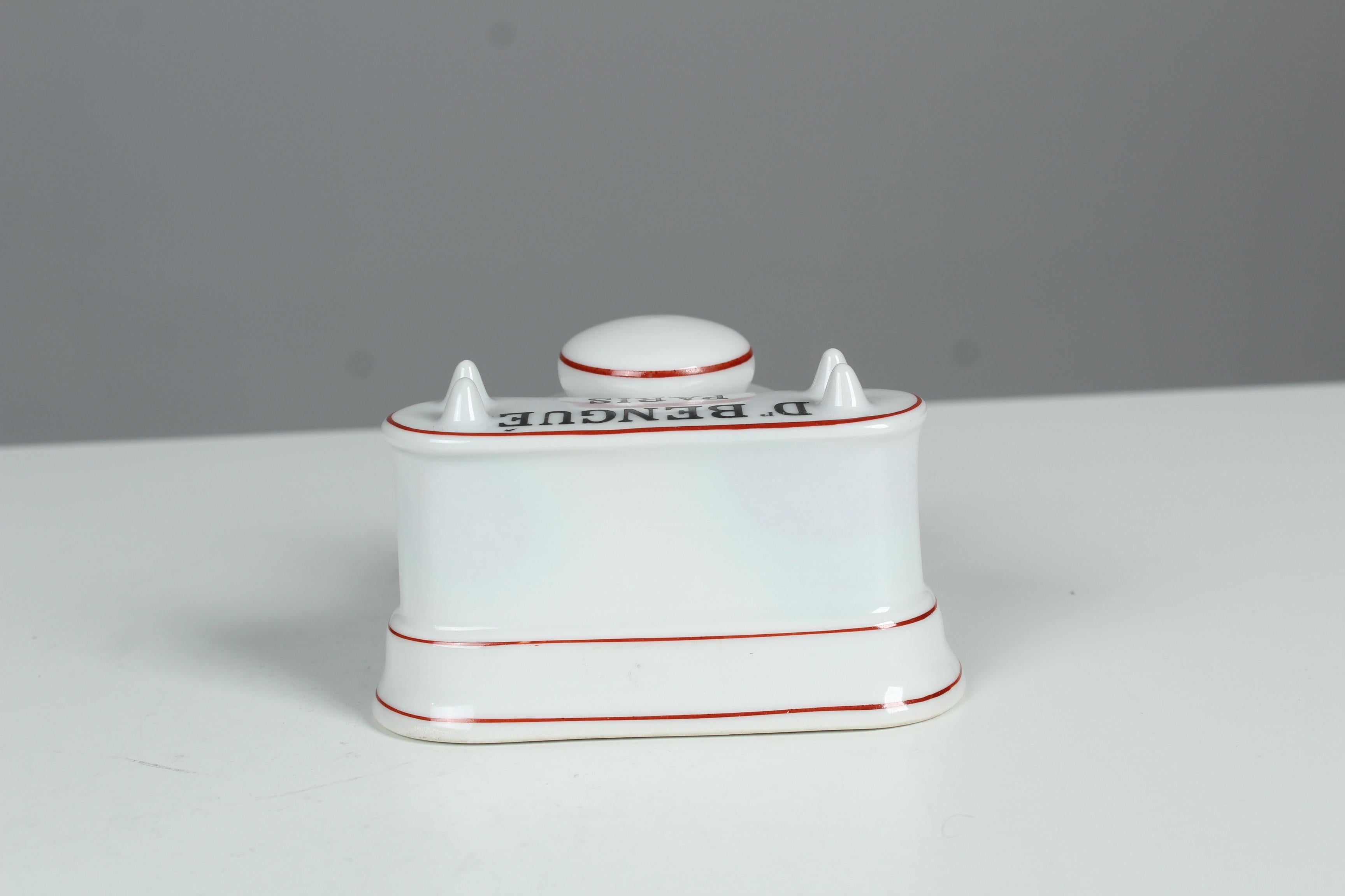 Antique French Limoges Porcelain Inkwell, 