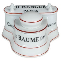 Antikes französisches Limoges Porzellan-Tintenfass, "D'Bengue Paris", Docteur Jules Bengué