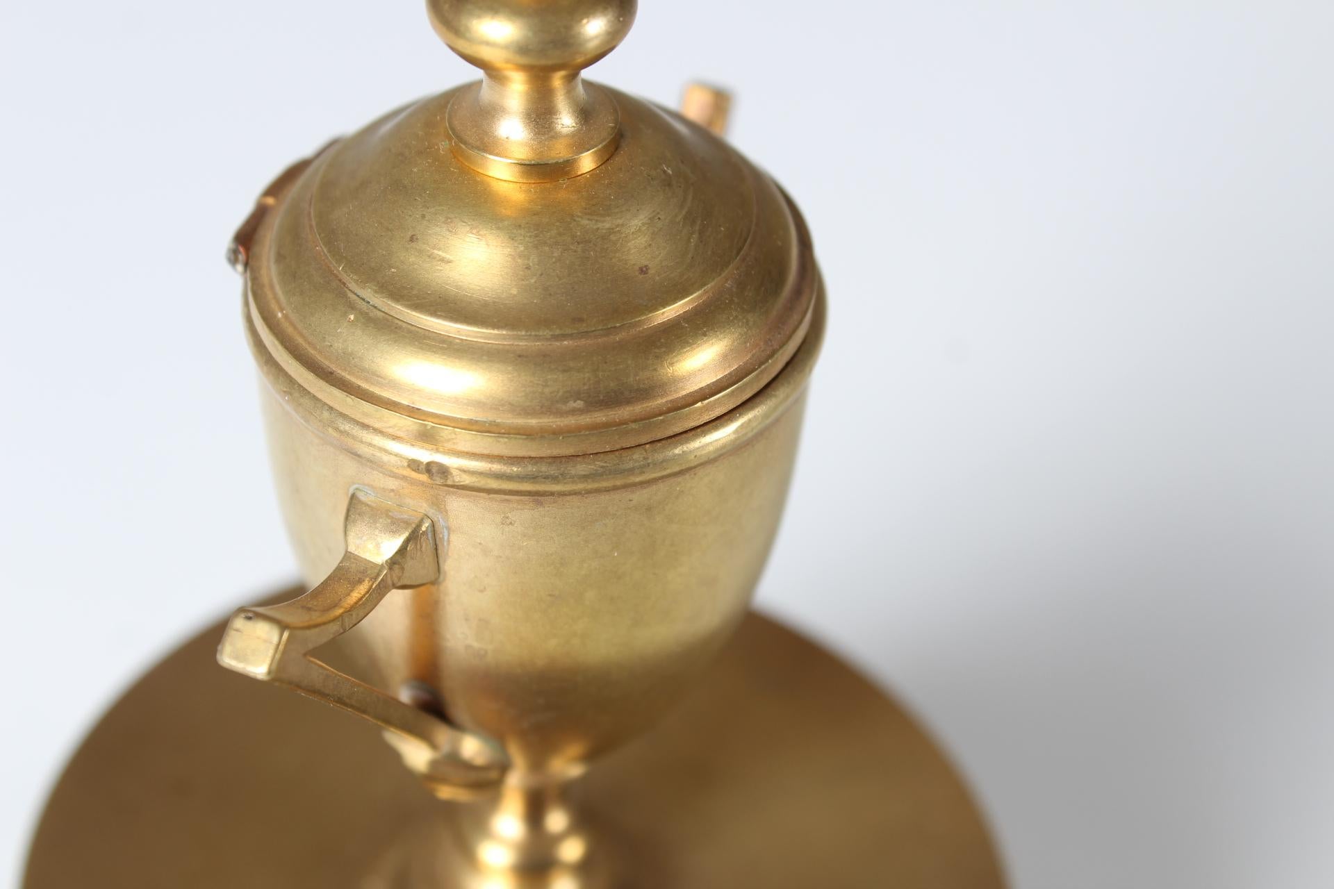 French Antique Inkwell, Gilded Bronze, Antique Desk Utensil, Vase-Shaped For Sale