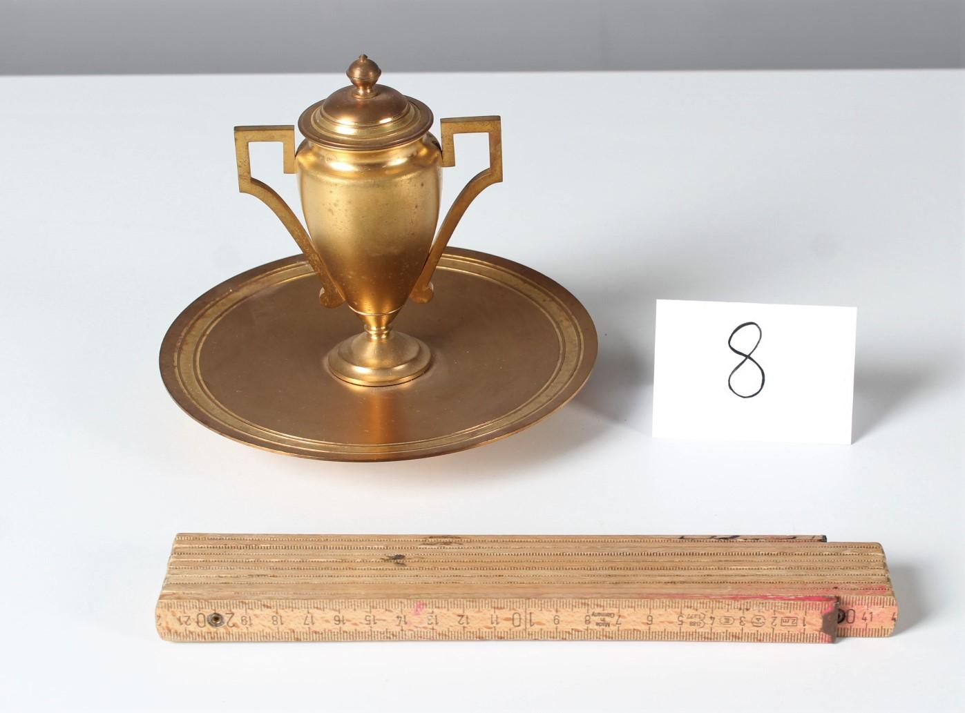 Antique Inkwell, Gilded Bronze, Antique Desk Utensil, Vase-Shaped, Pen Tray In Good Condition For Sale In Greven, DE