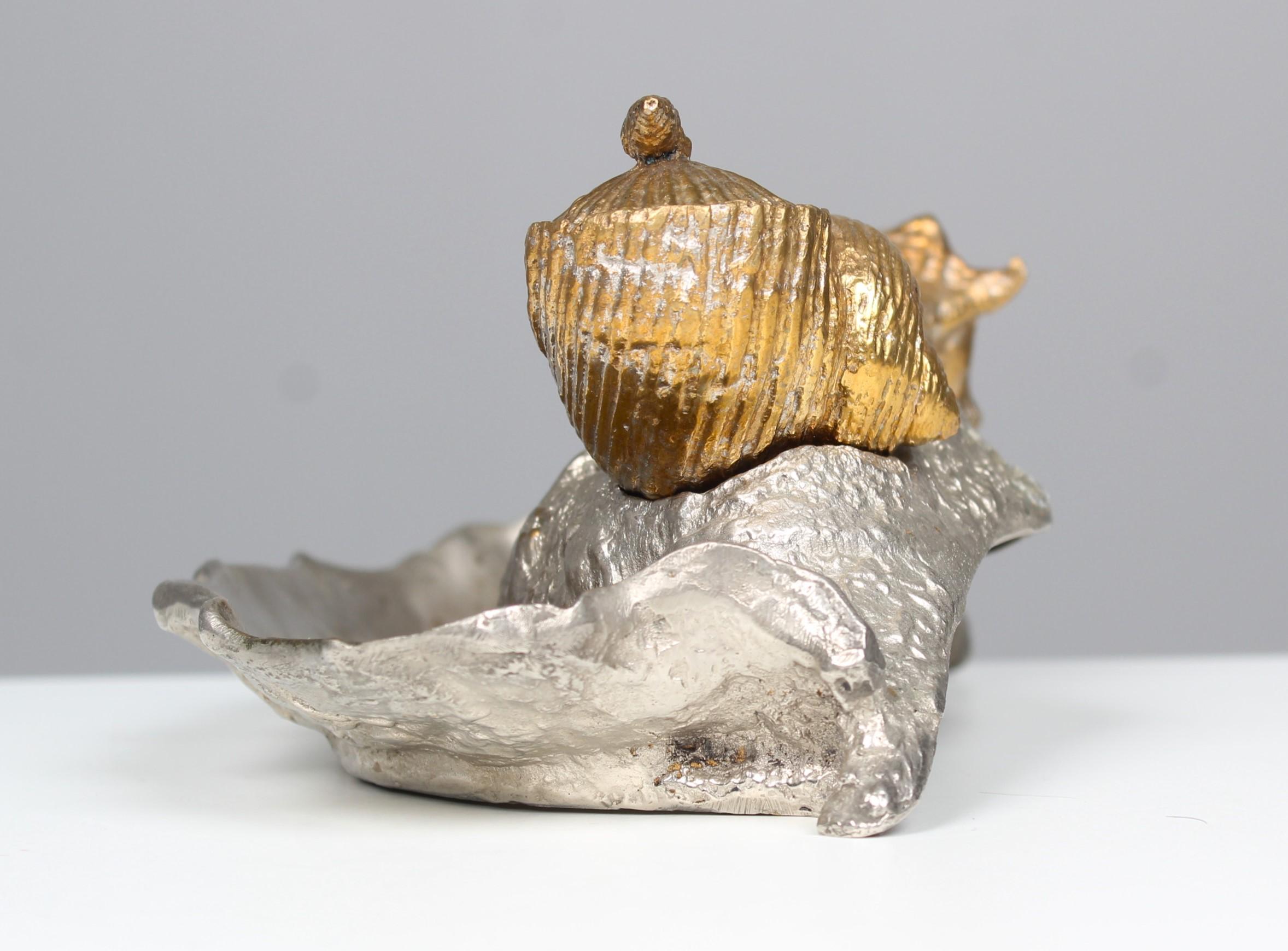 Antique Inkwell, Seashells, Gilded and Silvered, Bronze Dorée, Mid 19th Century For Sale 5