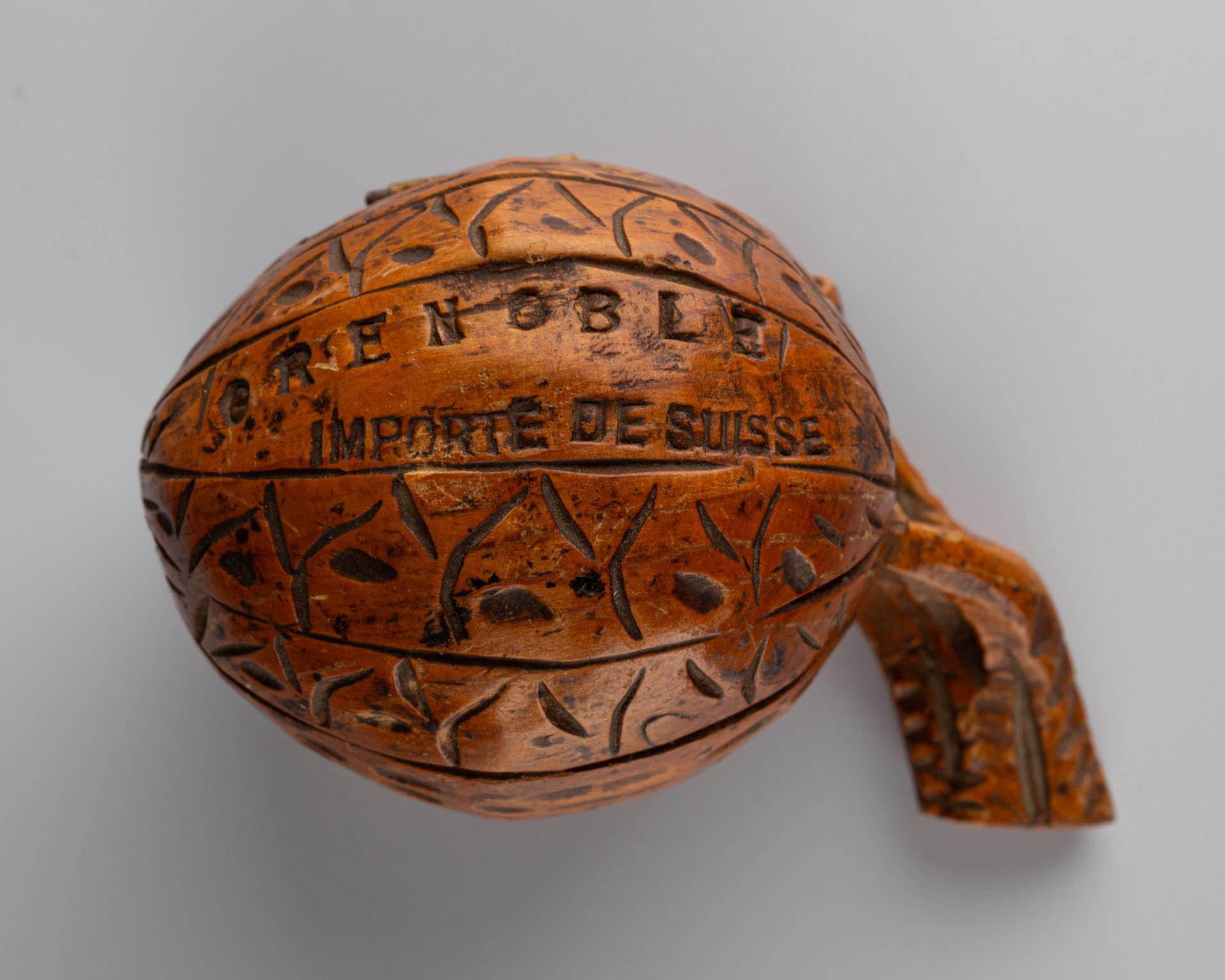 Swiss Antique Inkwell, Shape of a Walnut, Marked GRENOBLE, Switzerland, circa 1900 For Sale