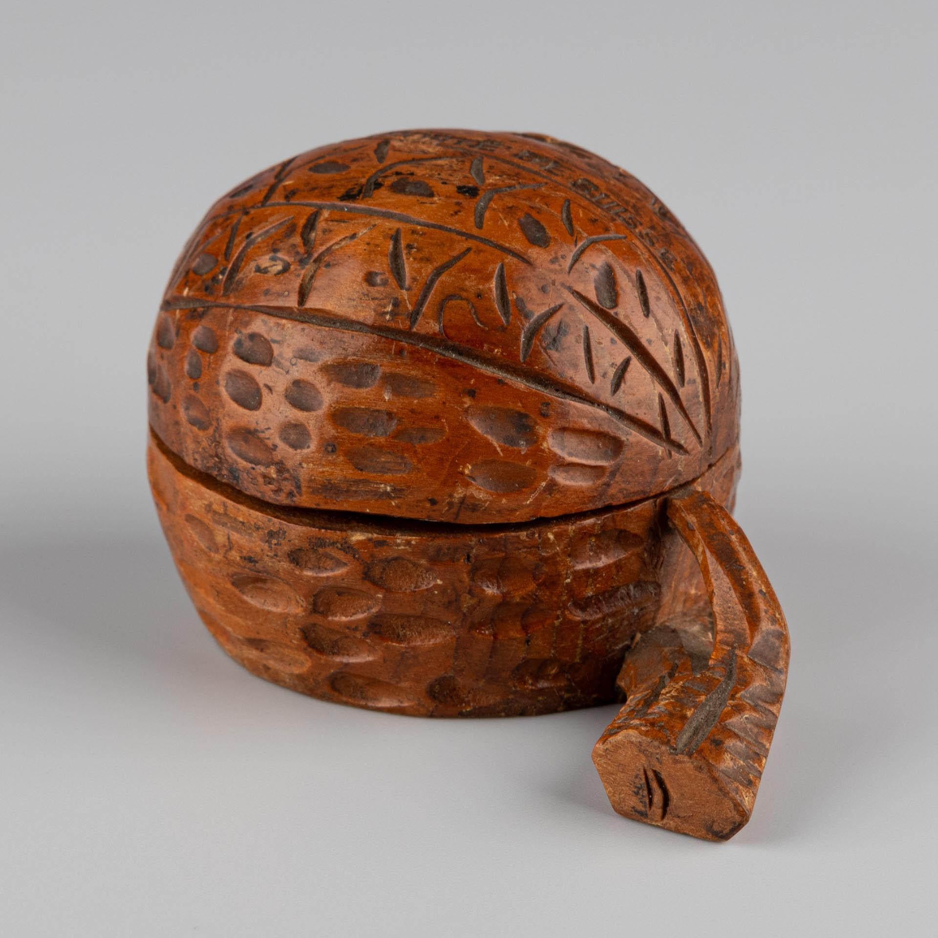 Hand-Carved Antique Inkwell, Shape of a Walnut, Marked GRENOBLE, Switzerland, circa 1900 For Sale