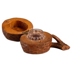 Antique Inkwell, Shape of a Walnut, Marked GRENOBLE, Switzerland, circa 1900