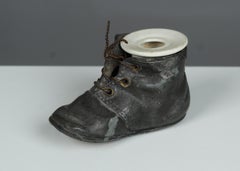 Antikes Tintenfass, Schuh, Stiefel, Frankreich, spätes 19. Jahrhundert