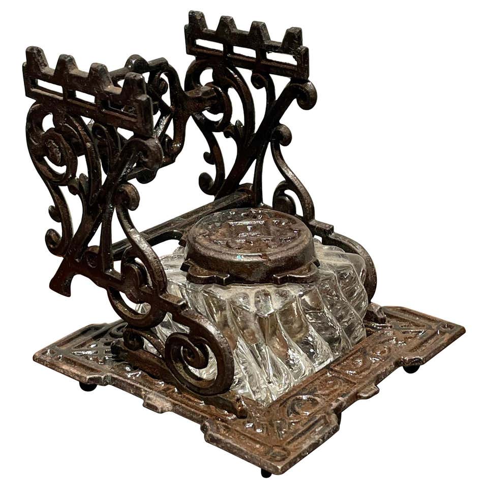 Victorian Cast Iron Figural Inkwell at 1stDibs