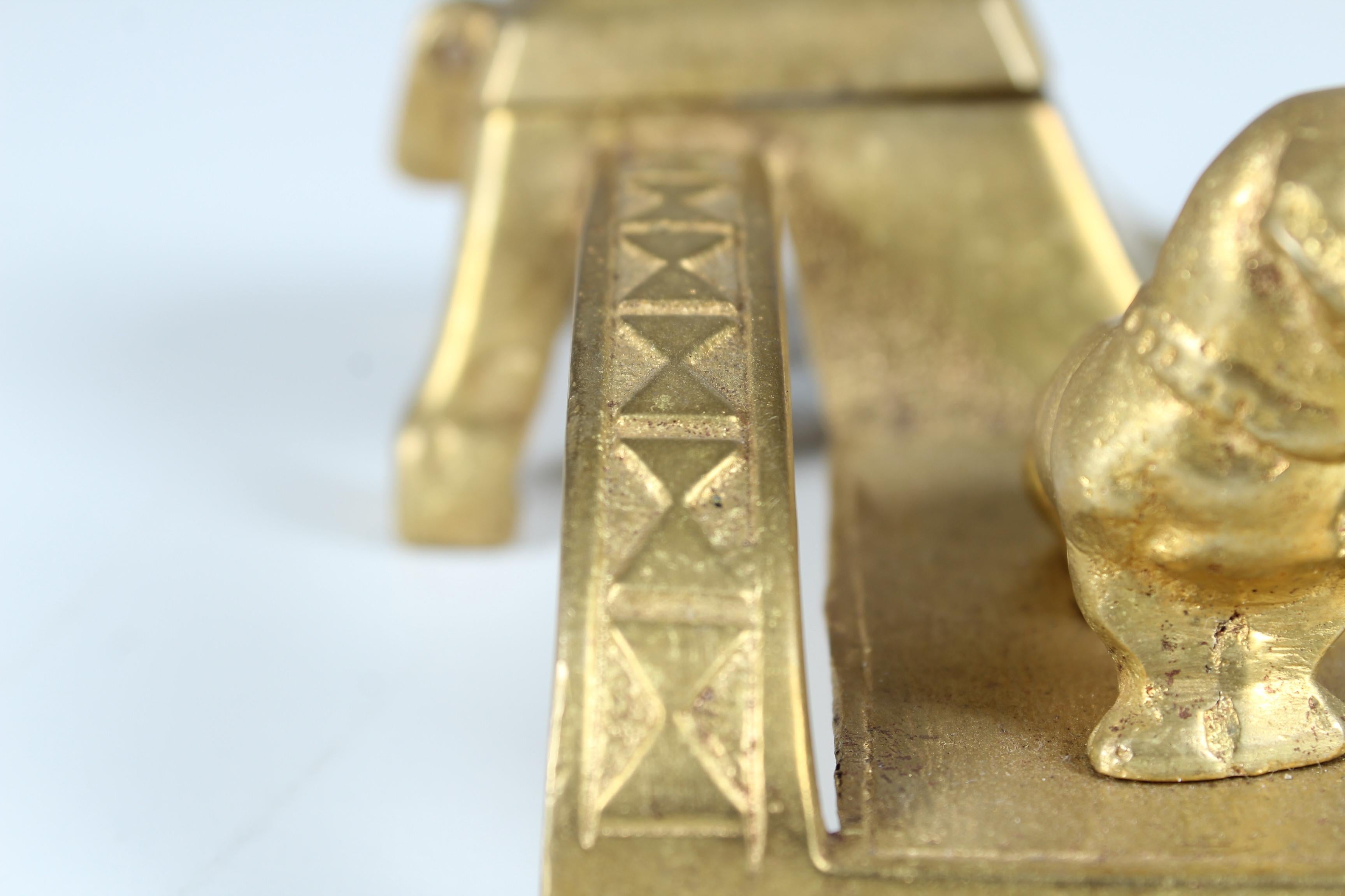Antique Inkwell With Dachshund Sculpture, Brass, Early 20th Century For Sale 9