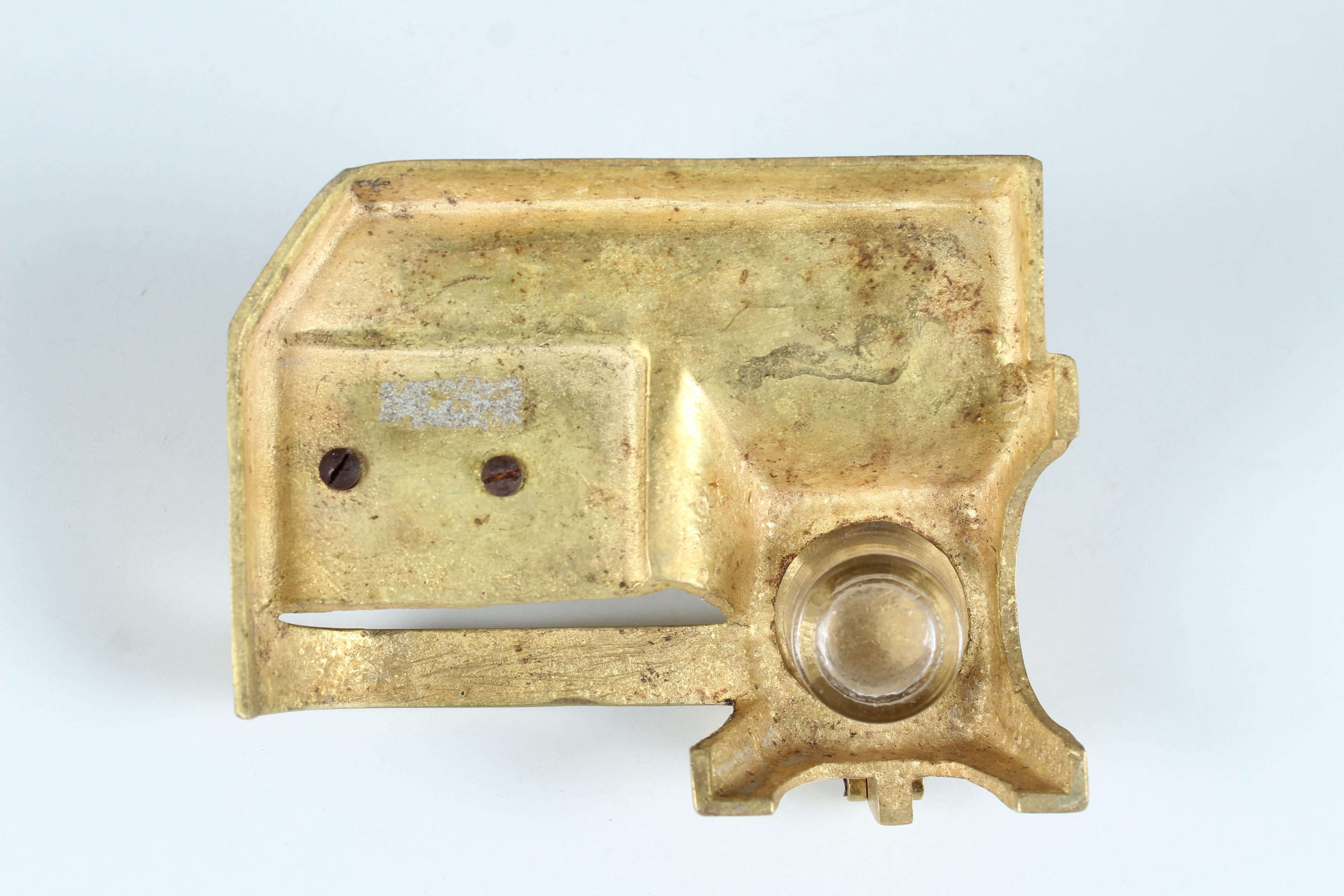 Antique Inkwell With Dachshund Sculpture, Brass, Early 20th Century For Sale 10