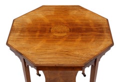 Antigua mesa de centro o ventana octogonal de palosanto del siglo XIX con incrustaciones