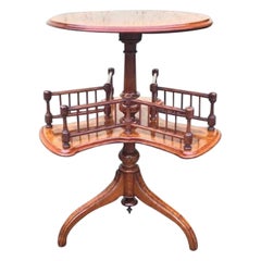 Antique Inlaid and Cross Banded Burr Walnut Book Reading Lamp Table