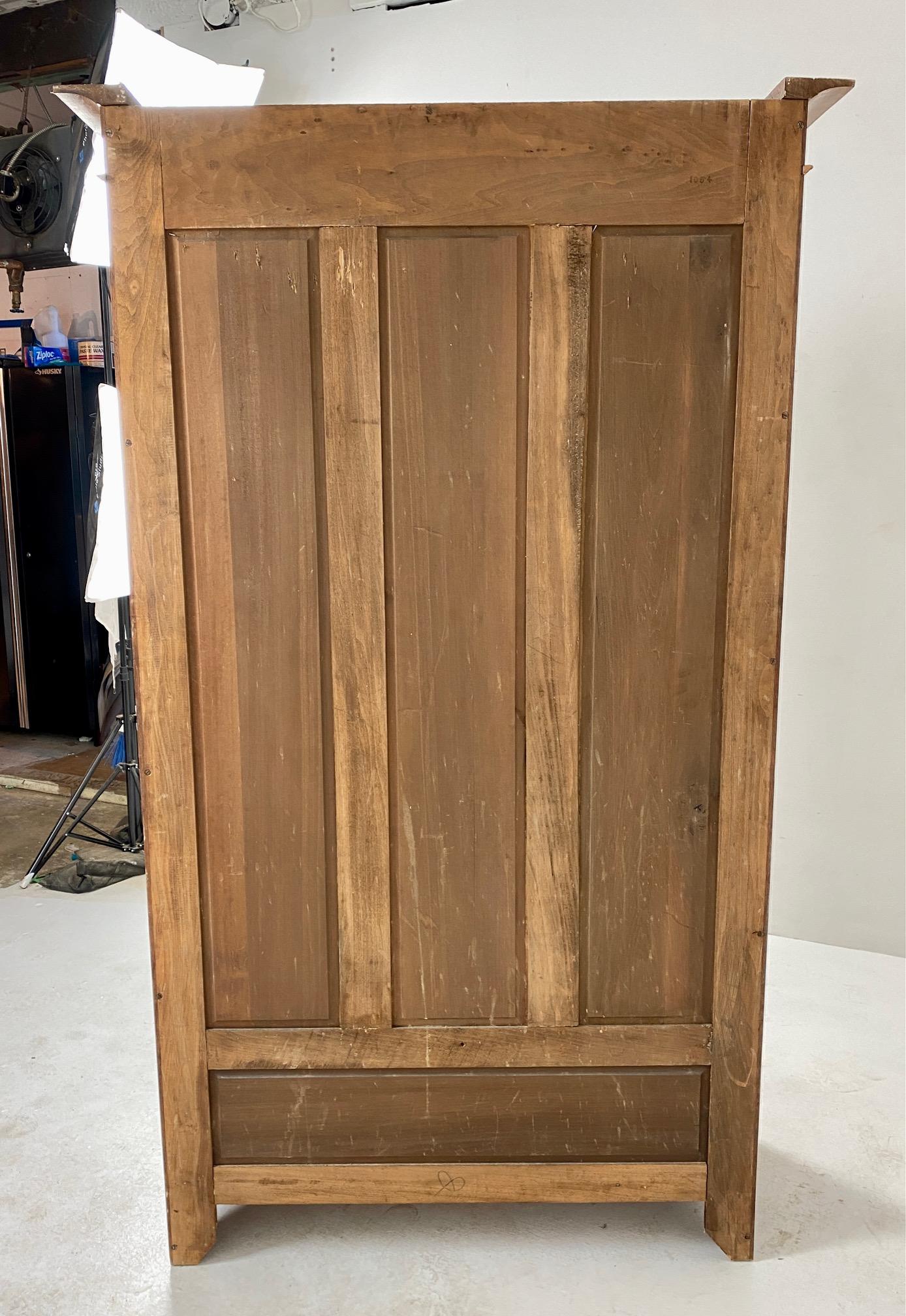 Antique Inlaid Art Nouveau Oak Armoire Wardrobe, Closet, Scotland 1910, B664 5