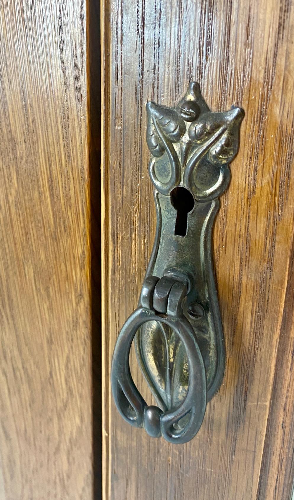 Early 20th Century Antique Inlaid Art Nouveau Oak Armoire Wardrobe, Closet, Scotland 1910, B664