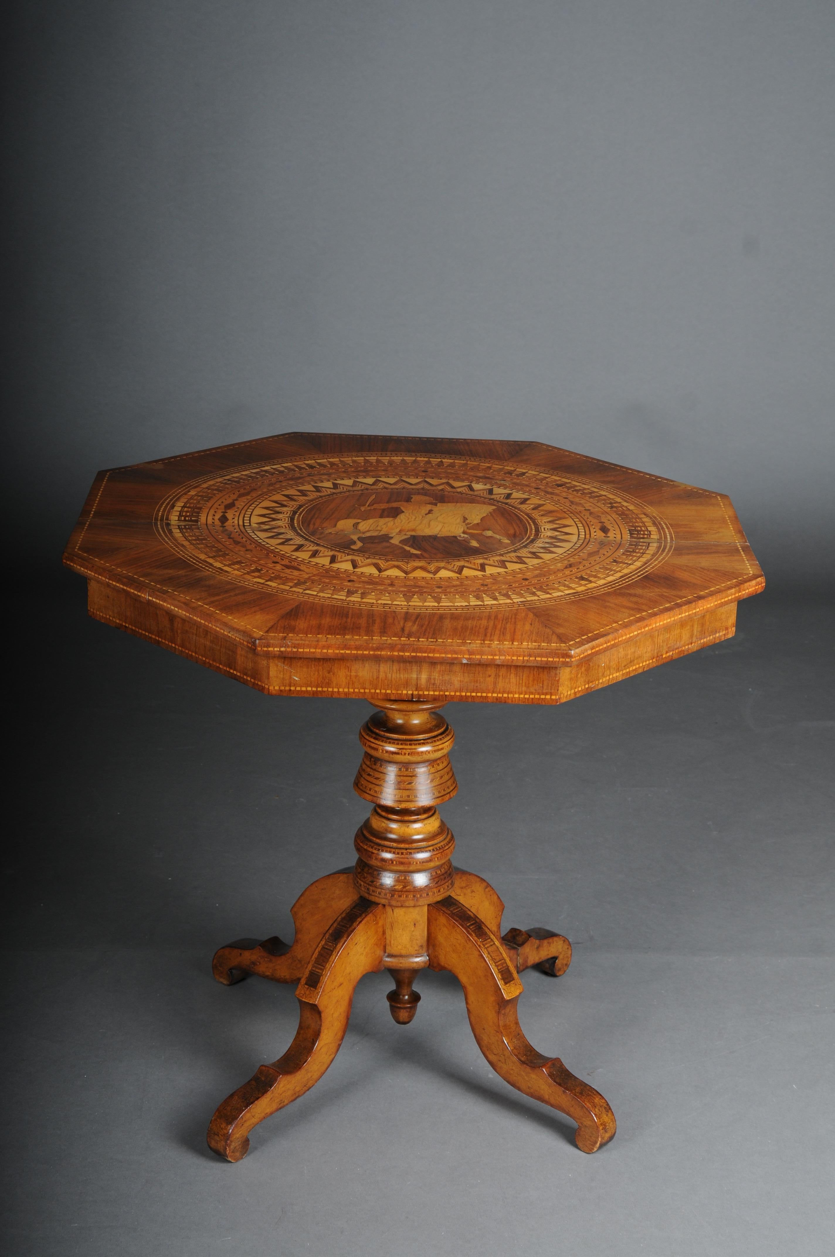 Baroque Revival Antique Inlaid Baroque Side Table, 19th Century For Sale