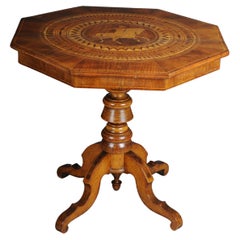 Antique Inlaid Baroque Side Table, 19th Century