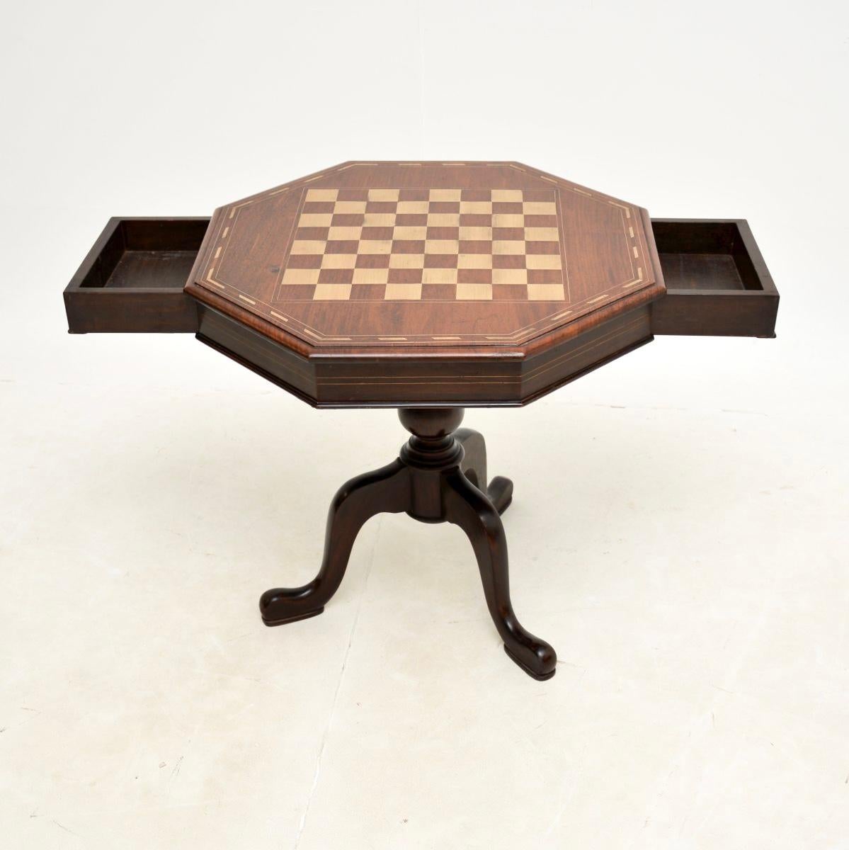 Georgian Antique Inlaid Brass Side / Chess Table For Sale
