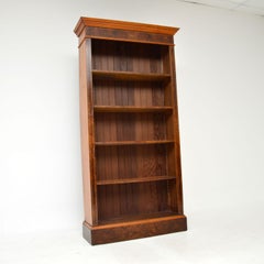 Antique Inlaid Burr Walnut Open Bookcase