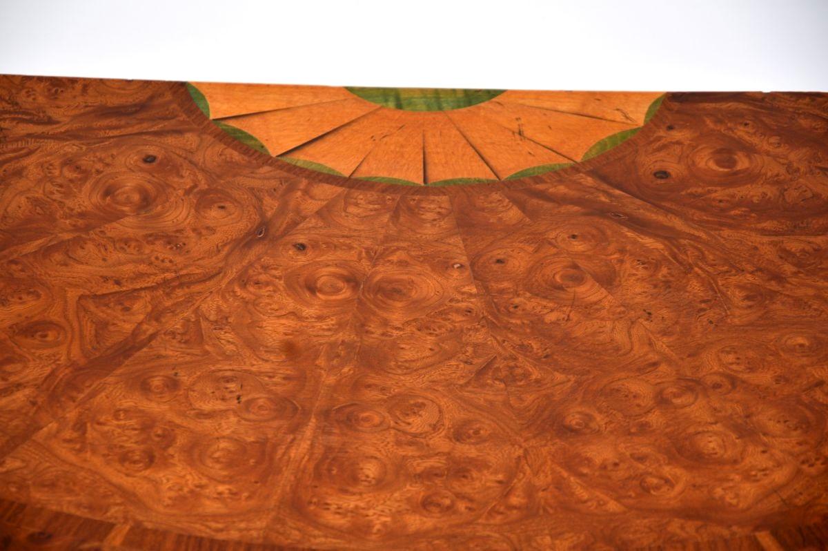 Antique Inlaid Burr Walnut Sheraton Style Console Table For Sale 2