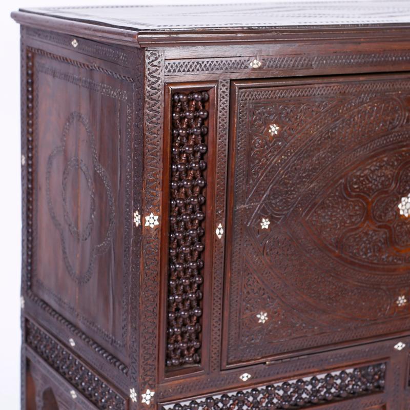 Antique Inlaid Cabinet and Blanket Chest In Good Condition In Palm Beach, FL