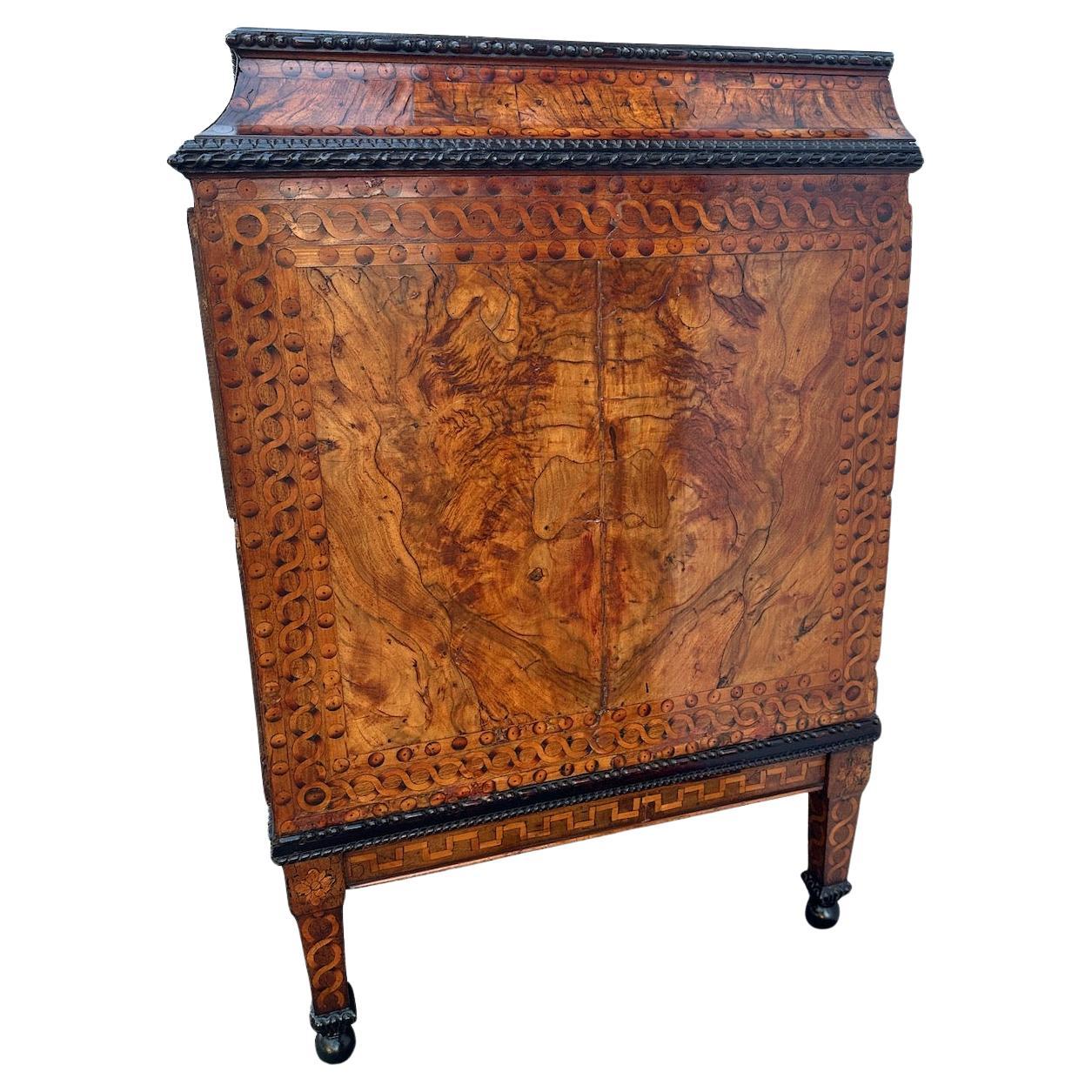 Antique Inlaid Canted Top 4 Drawer Commode from Venice In Good Condition For Sale In Los Angeles, CA