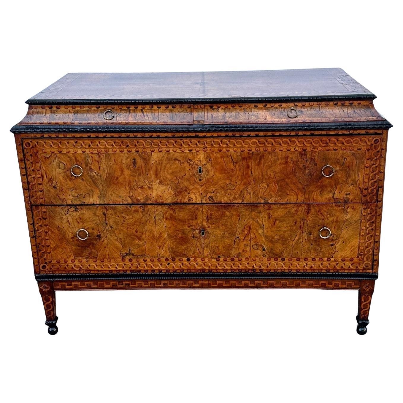 Antique Inlaid Canted Top 4 Drawer Commode from Venice For Sale 1