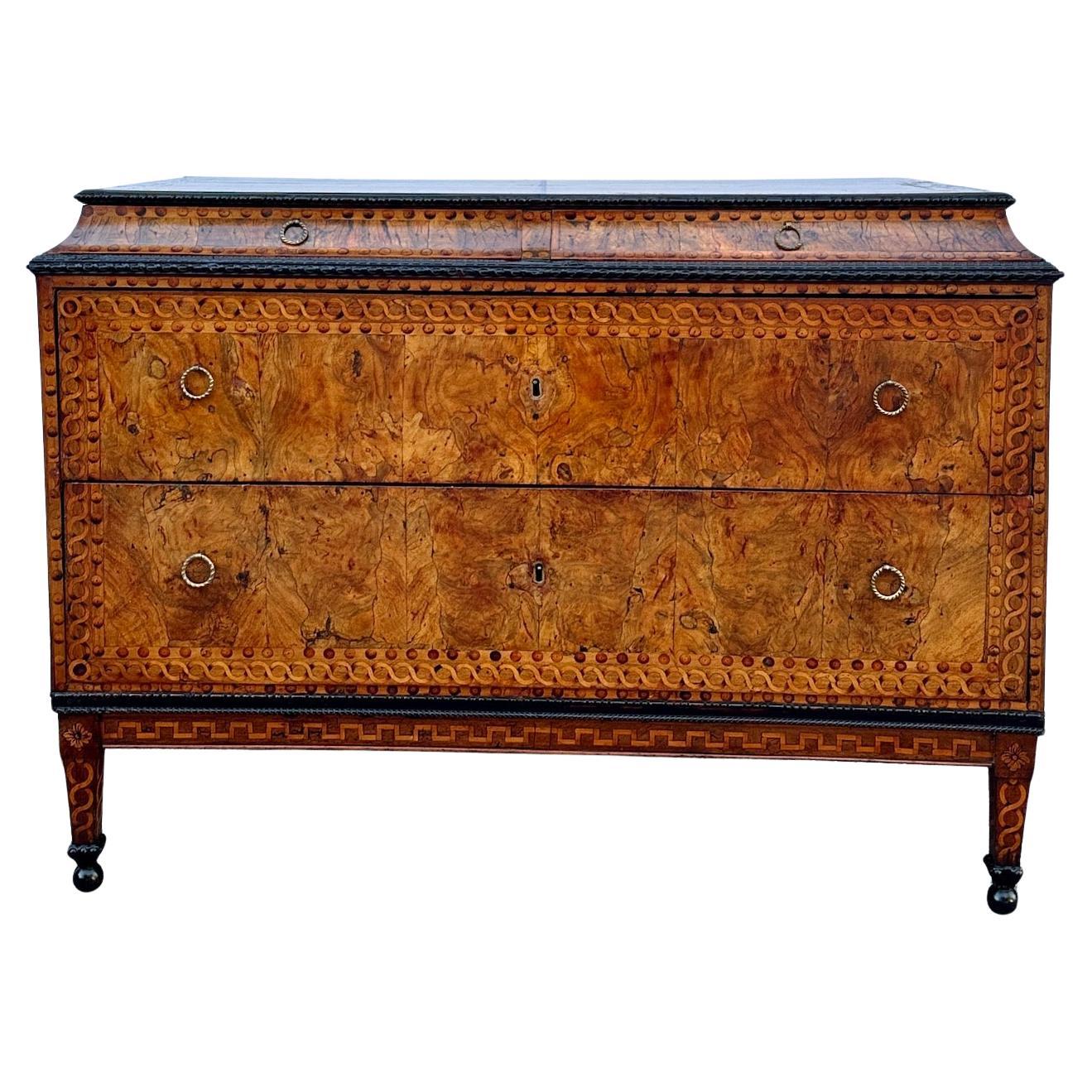 Antique Inlaid Canted Top 4 Drawer Commode from Venice For Sale