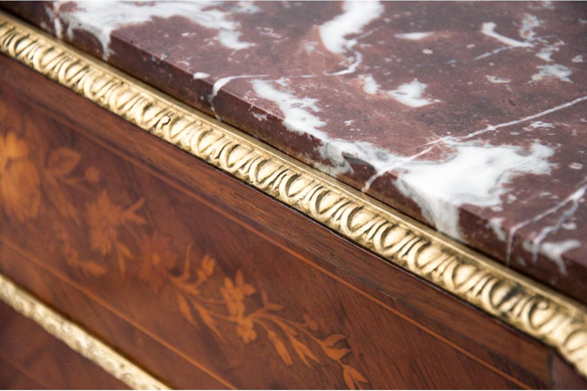 Antique inlaid chest of drawers, Northern Europe, around 1890. After renovation. For Sale 2