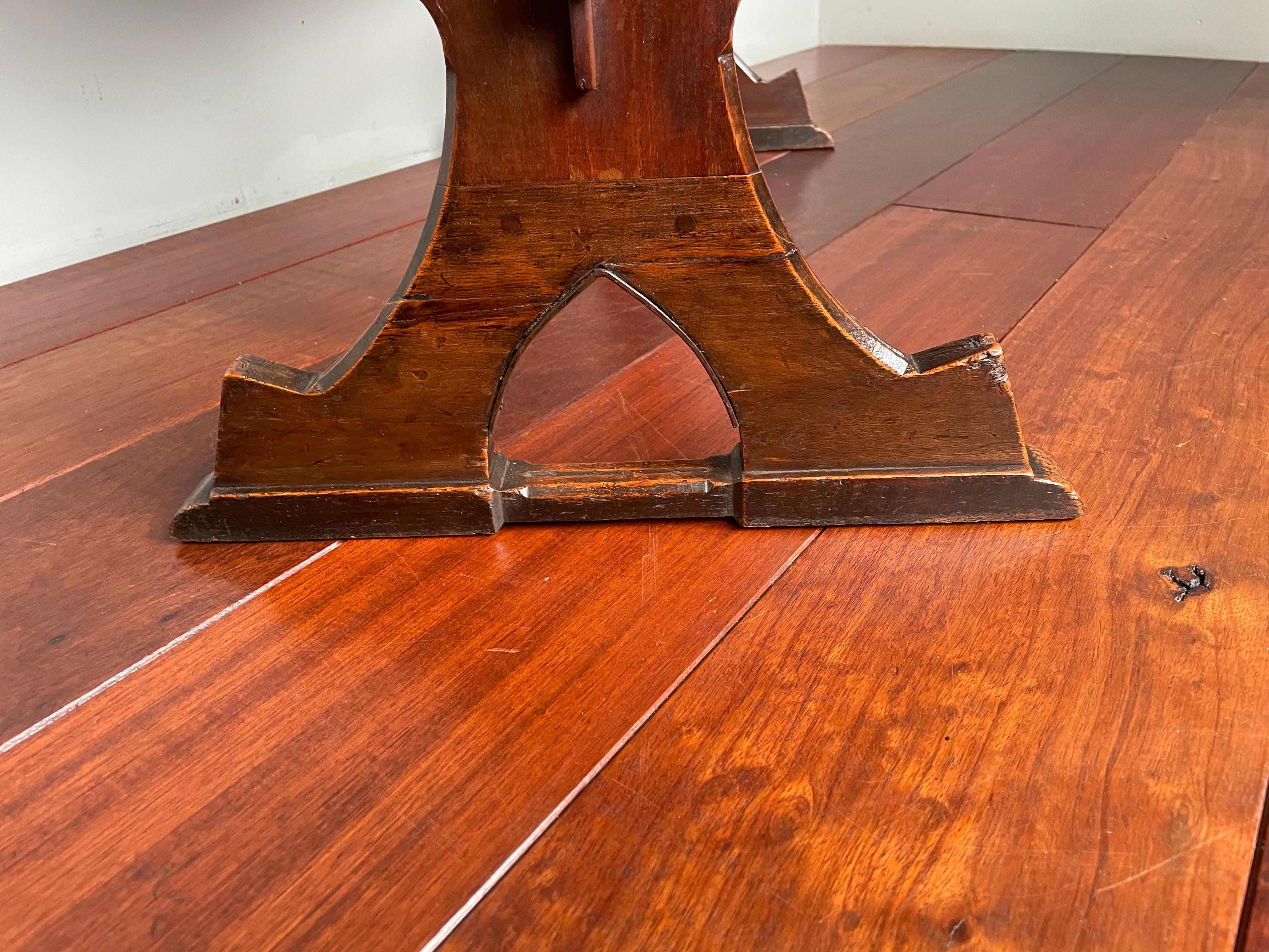 Indonesian Antique Inlaid Colonial Gothic Revival Teakwood & Stunning Brass Side Table 1910 For Sale