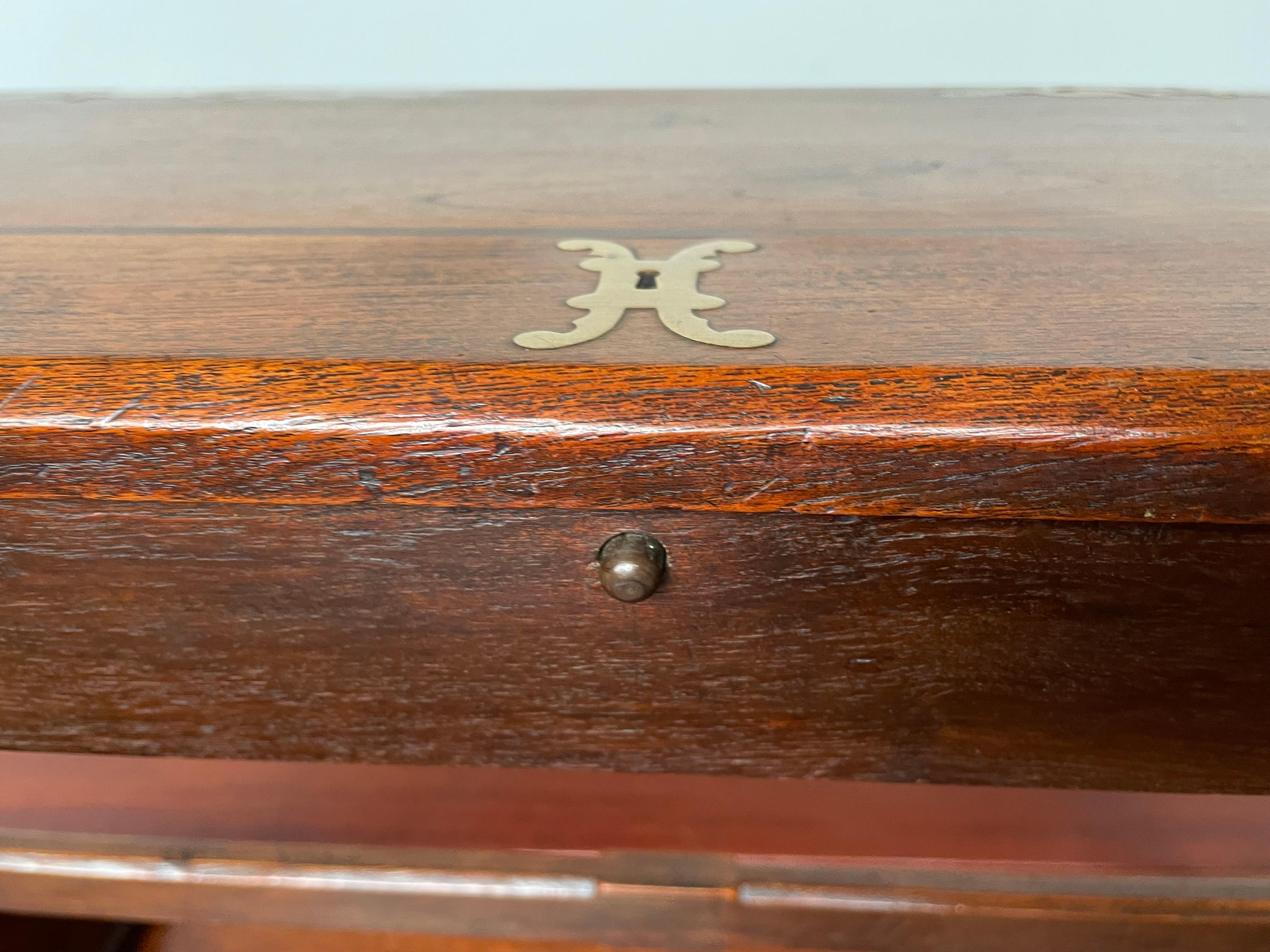 Antique Inlaid Colonial Gothic Revival Teakwood & Stunning Brass Side Table 1910 For Sale 1