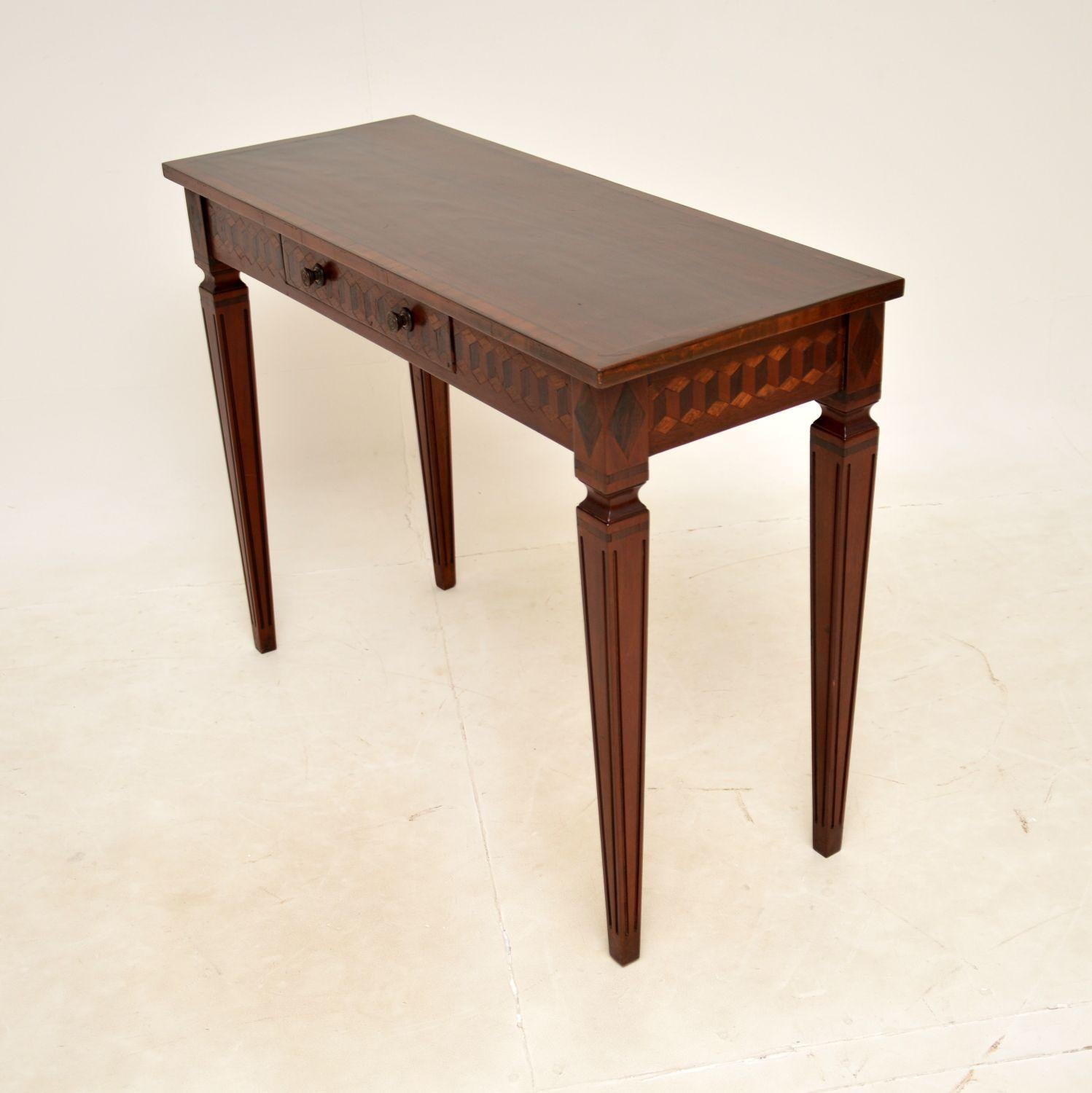 British Antique Inlaid Console Side Table