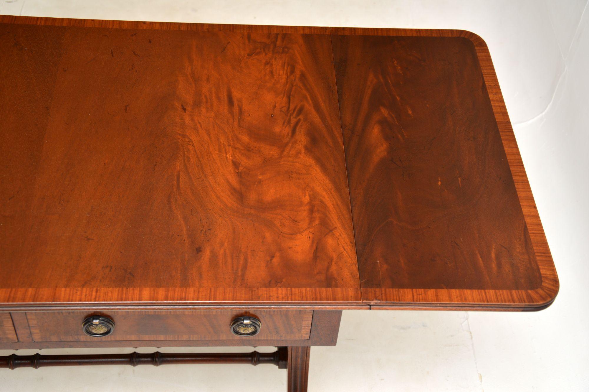 Wood Antique Inlaid Drop Leaf Sofa Table