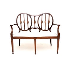 Antique Inlaid Edwardian Settee