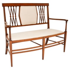 Ancienne banquette édouardienne incrustée de style néo-édouardien Sheraton