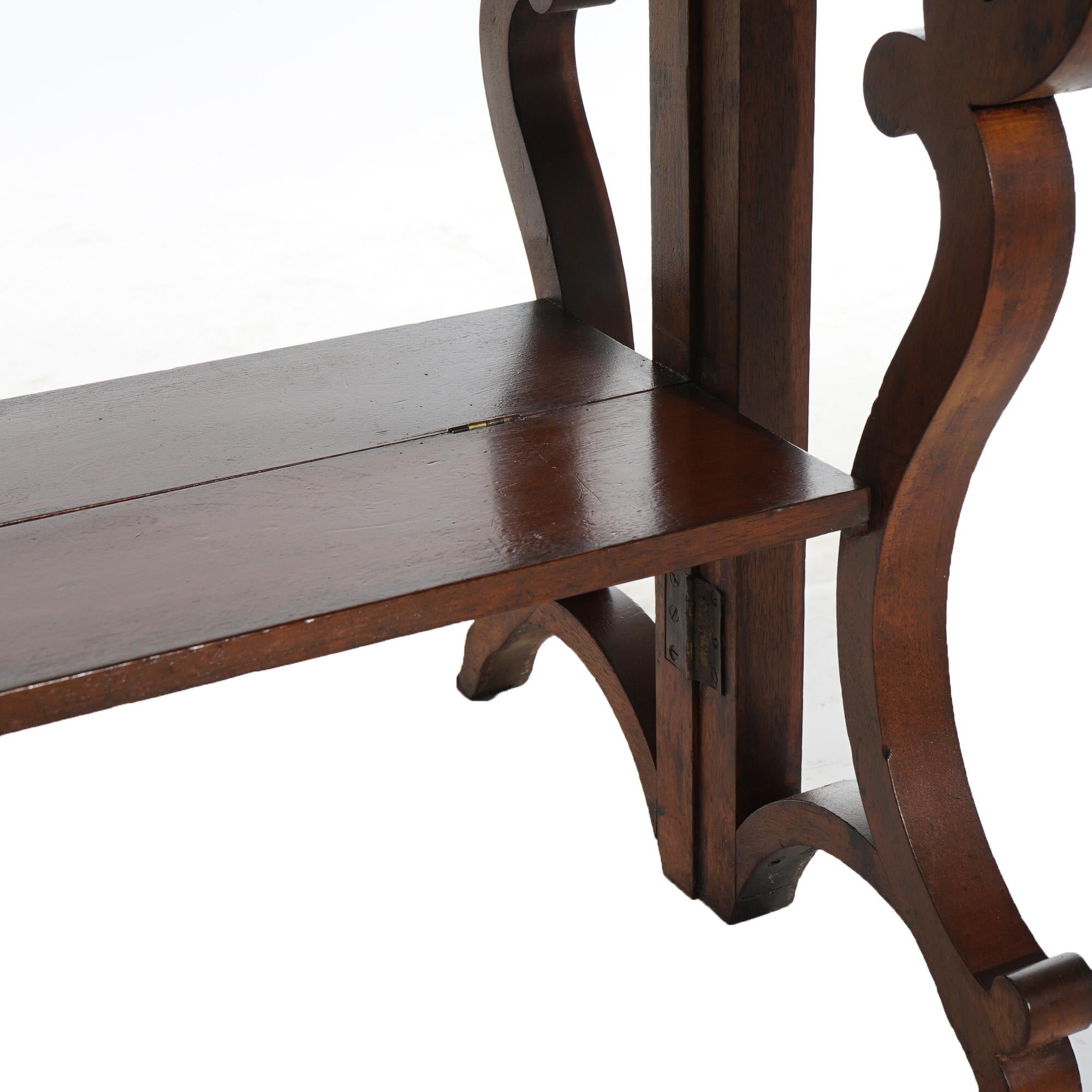Antique Inlaid Flame Mahogany Card Table with Scroll Form Gate Legs C1850 5