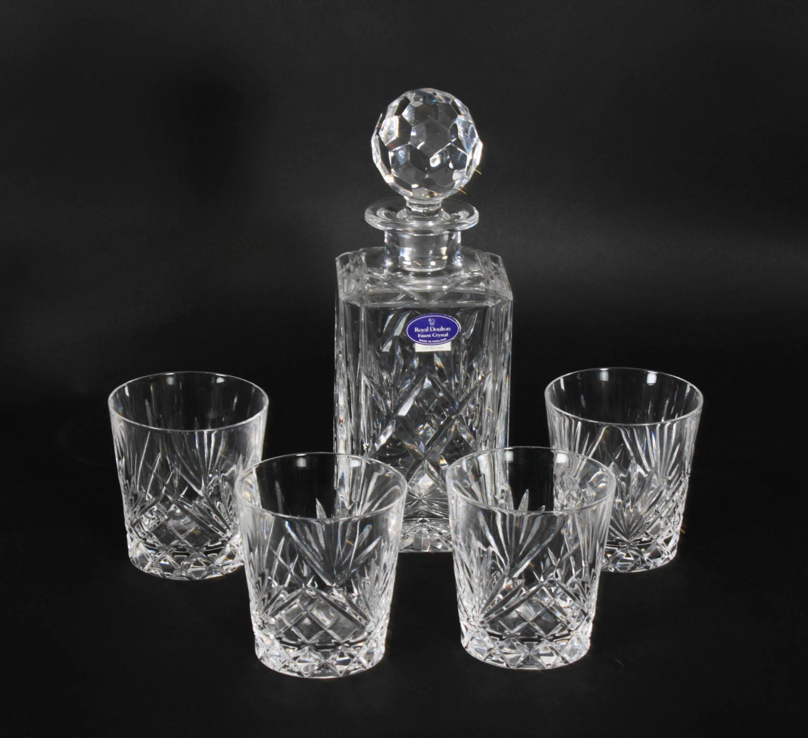 Antico decanter a fiamma intarsiata in mogano con tre cristalli Tantalus XIX secolo in vendita 5