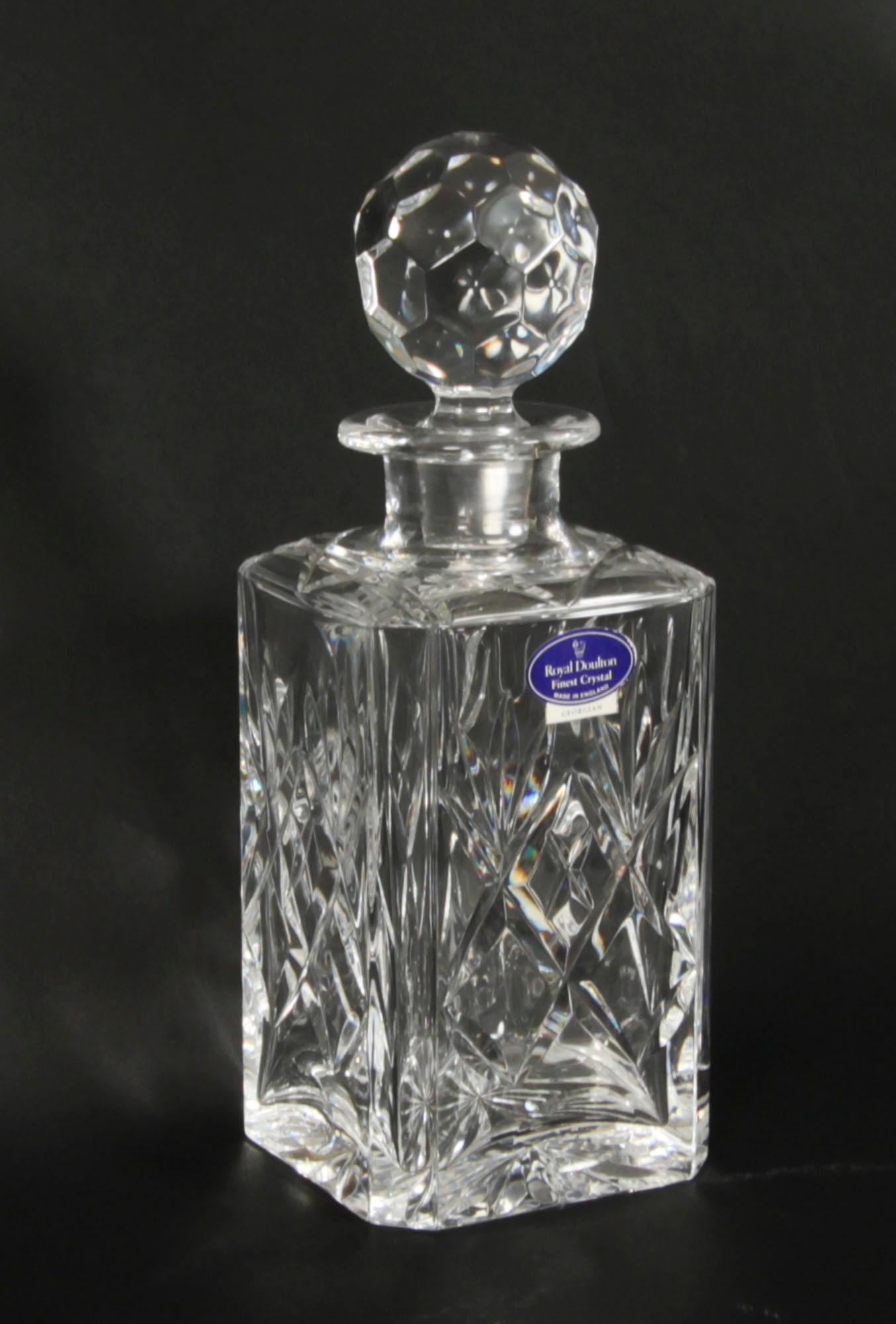 Carafe à décanter antique en acajou flammé à trois cristaux Tantale 19ème siècle 6