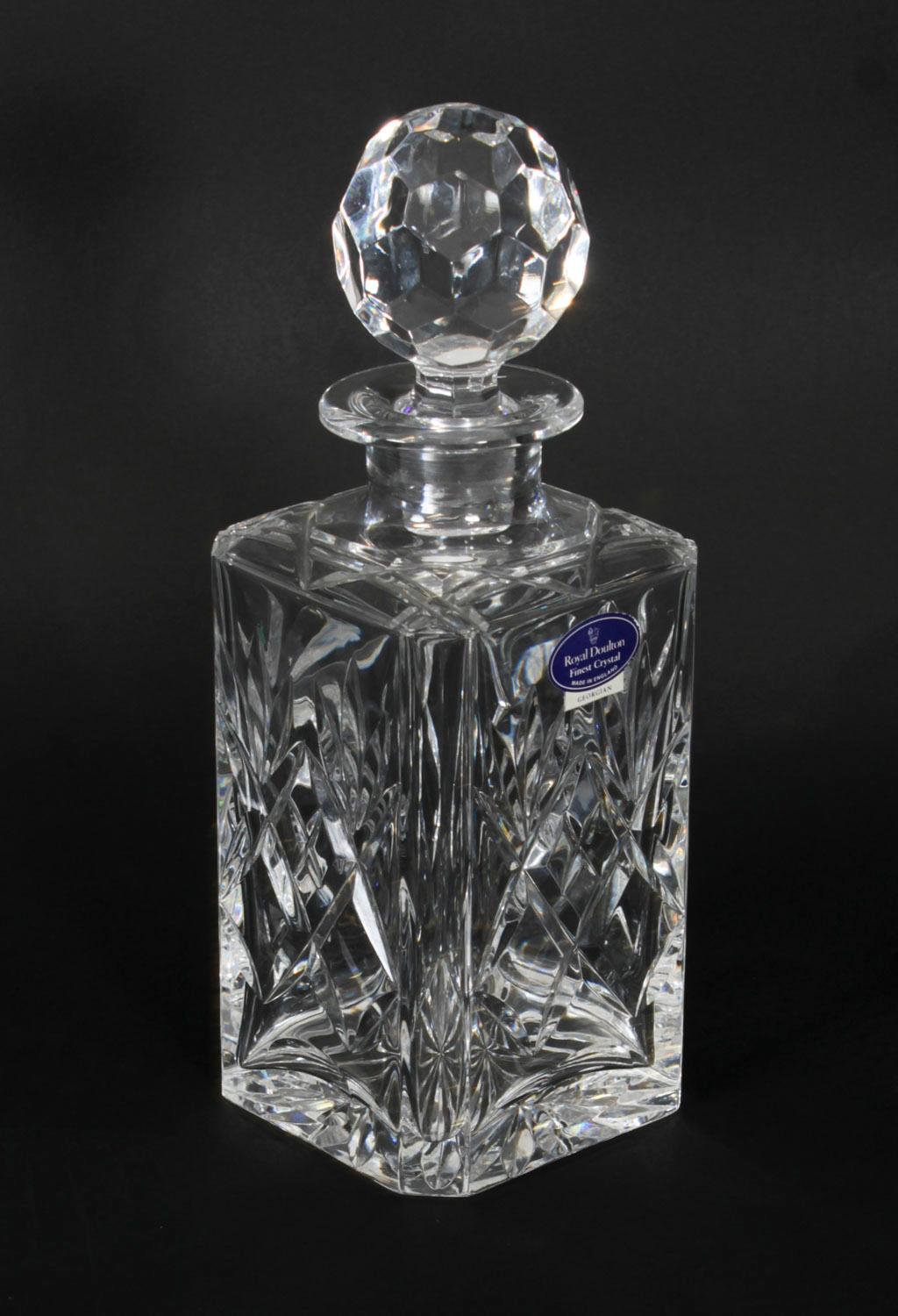 Antico decanter a fiamma intarsiata in mogano con tre cristalli Tantalus XIX secolo in vendita 8